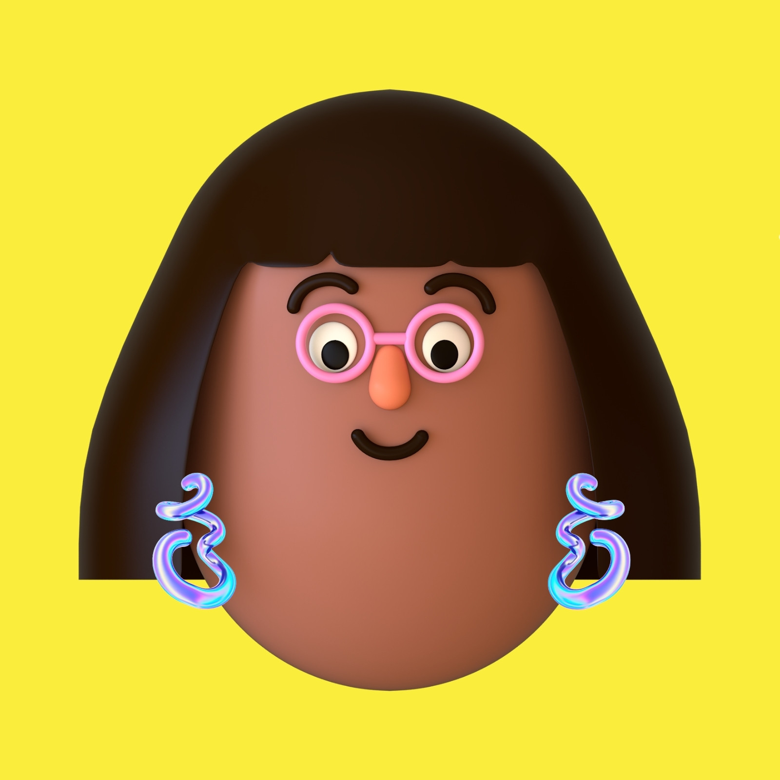 Yellow Brown Pink Colorful 3D Avatar