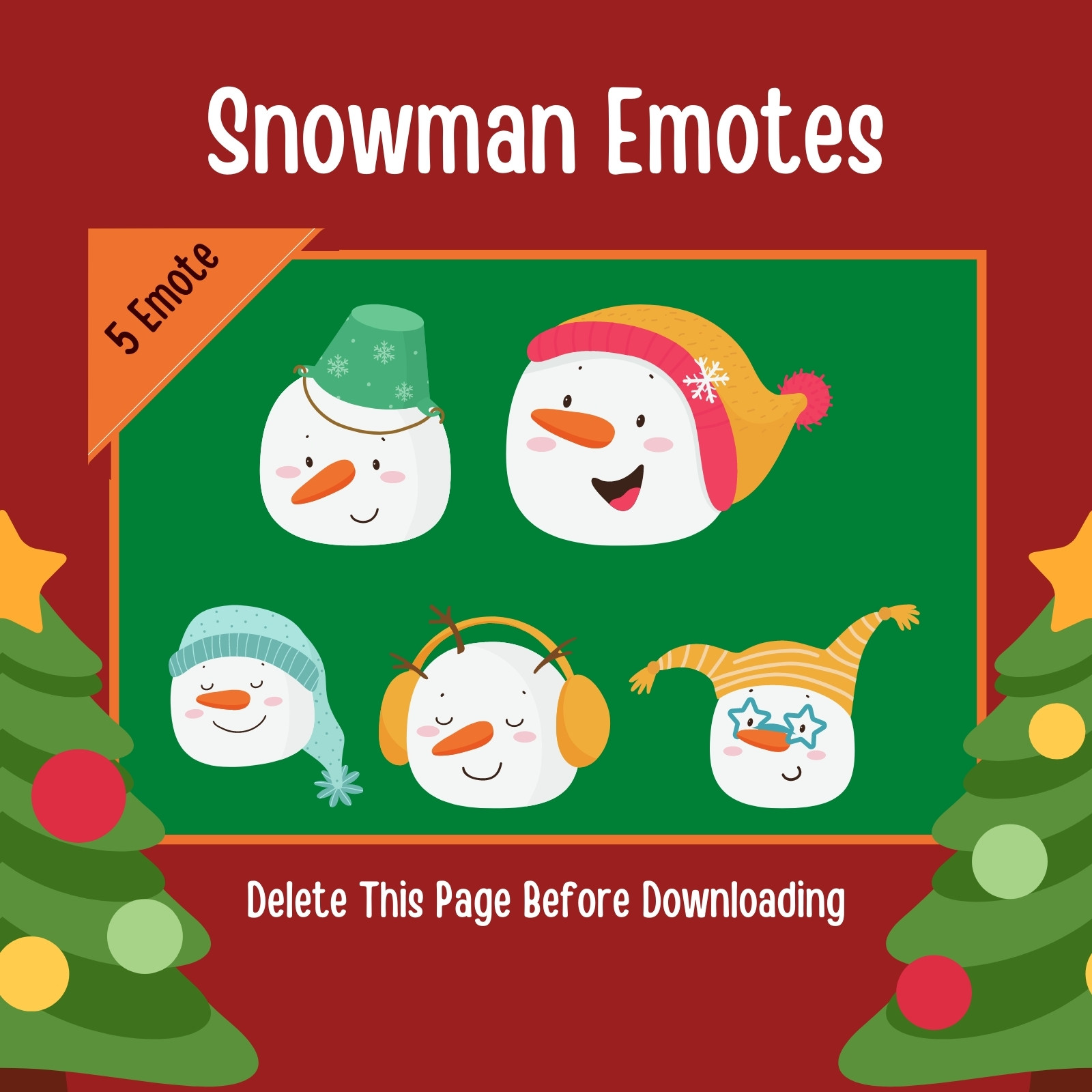 Red and Green Illustration Snowman Twitch Emote