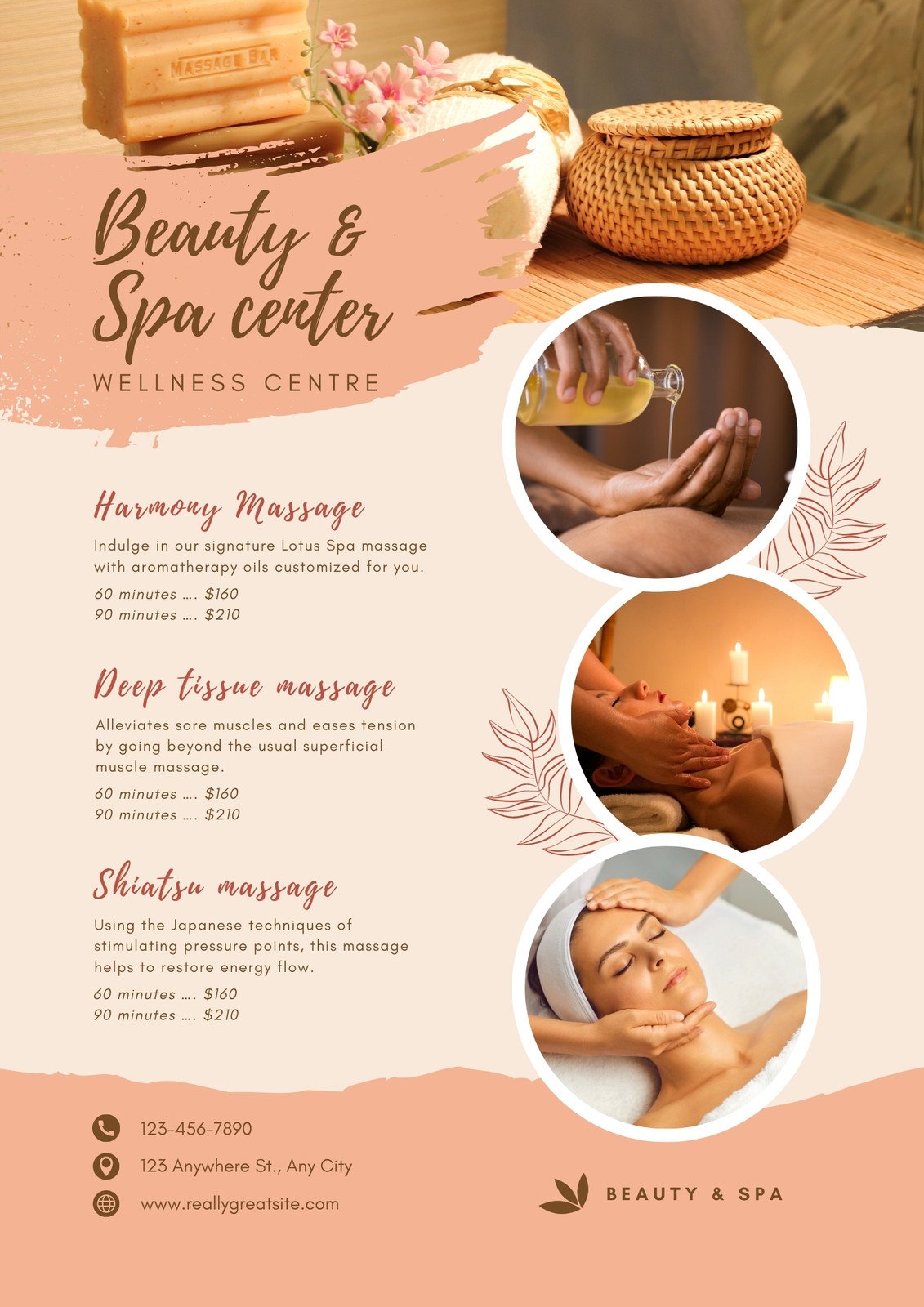 Pink and Maroon Spa Calming Beauty & Spa Flyer