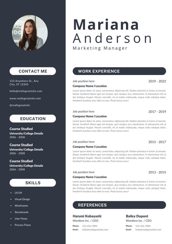 Page 3 - Free printable, customizable minimalist resume templates | Canva