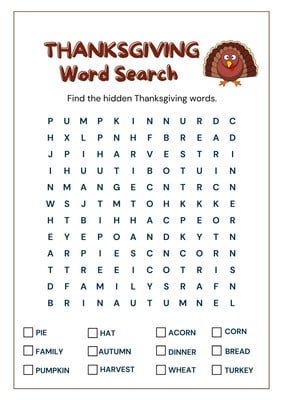 Page 2 - Free printable word search worksheet templates | Canva