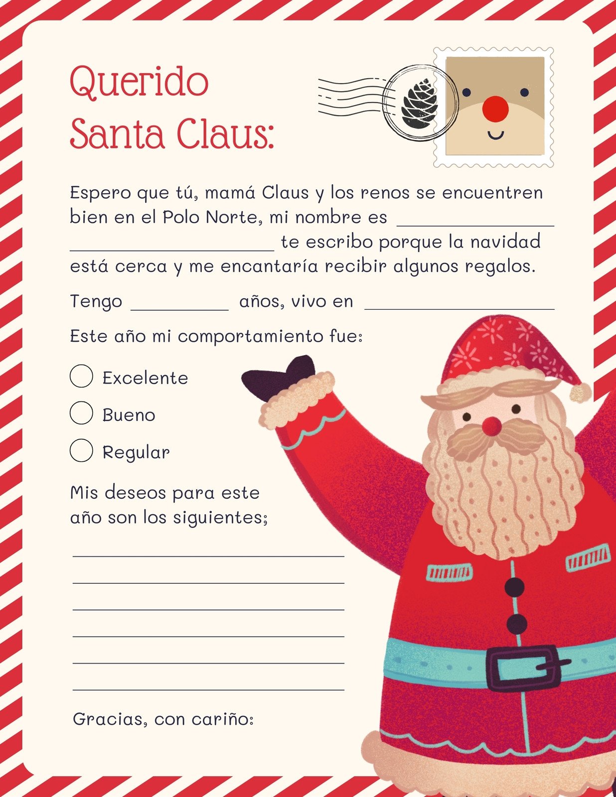 La Carta De Papa Noel Plantillas para cartas a Santa 100% personalizables | Canva