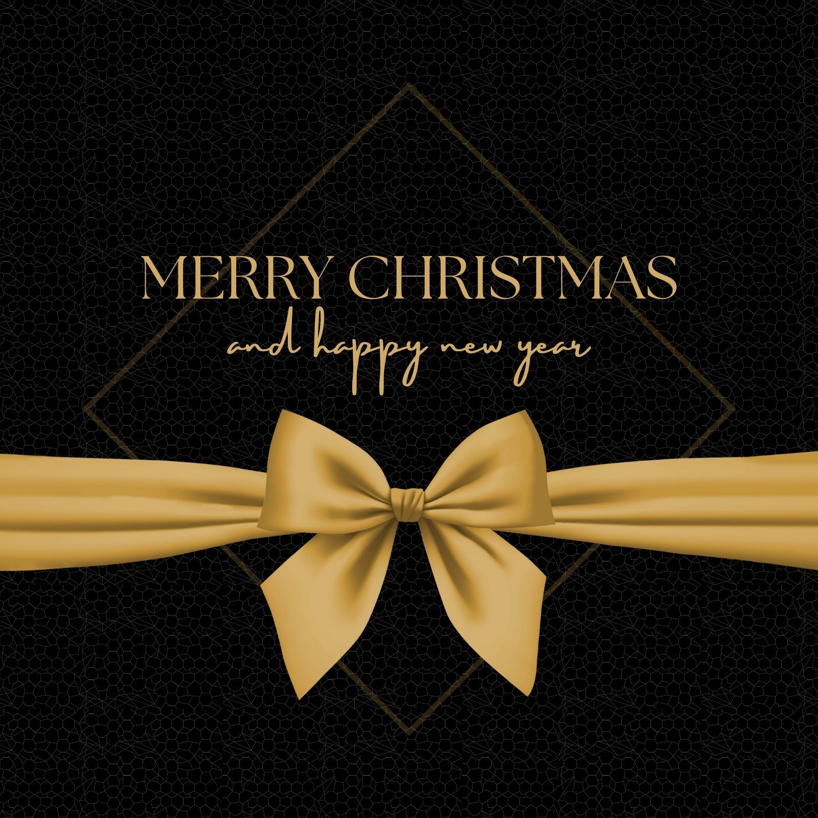 Black Golden Merry Christmas And Happy New Year Square Card