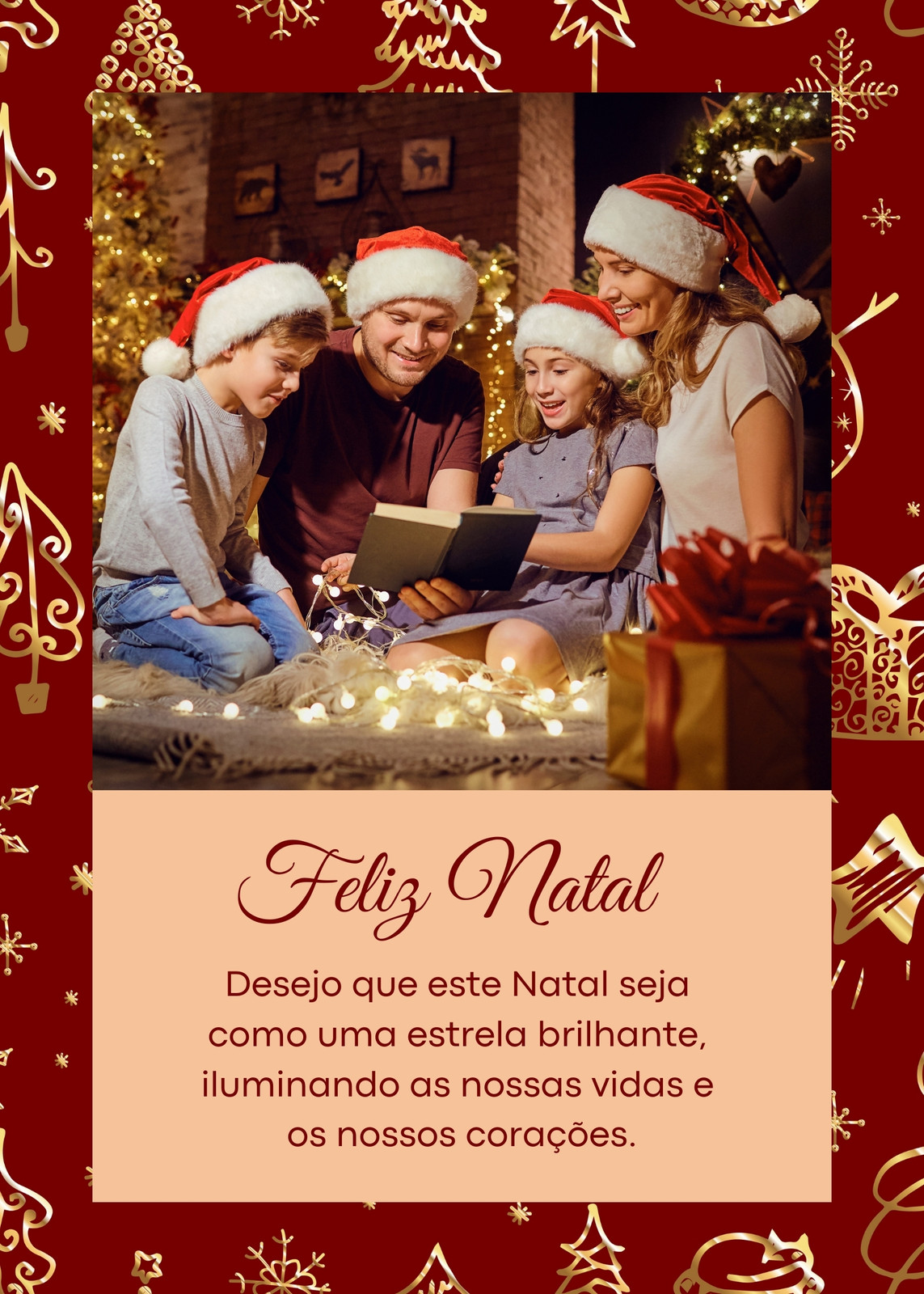 Feliz natal banner, cartão com árvore de natal, grupo de quatro pessoas  felizes, homens e mulheres dançando em chapéus de festa, bebendo champanhe  e banner com texto