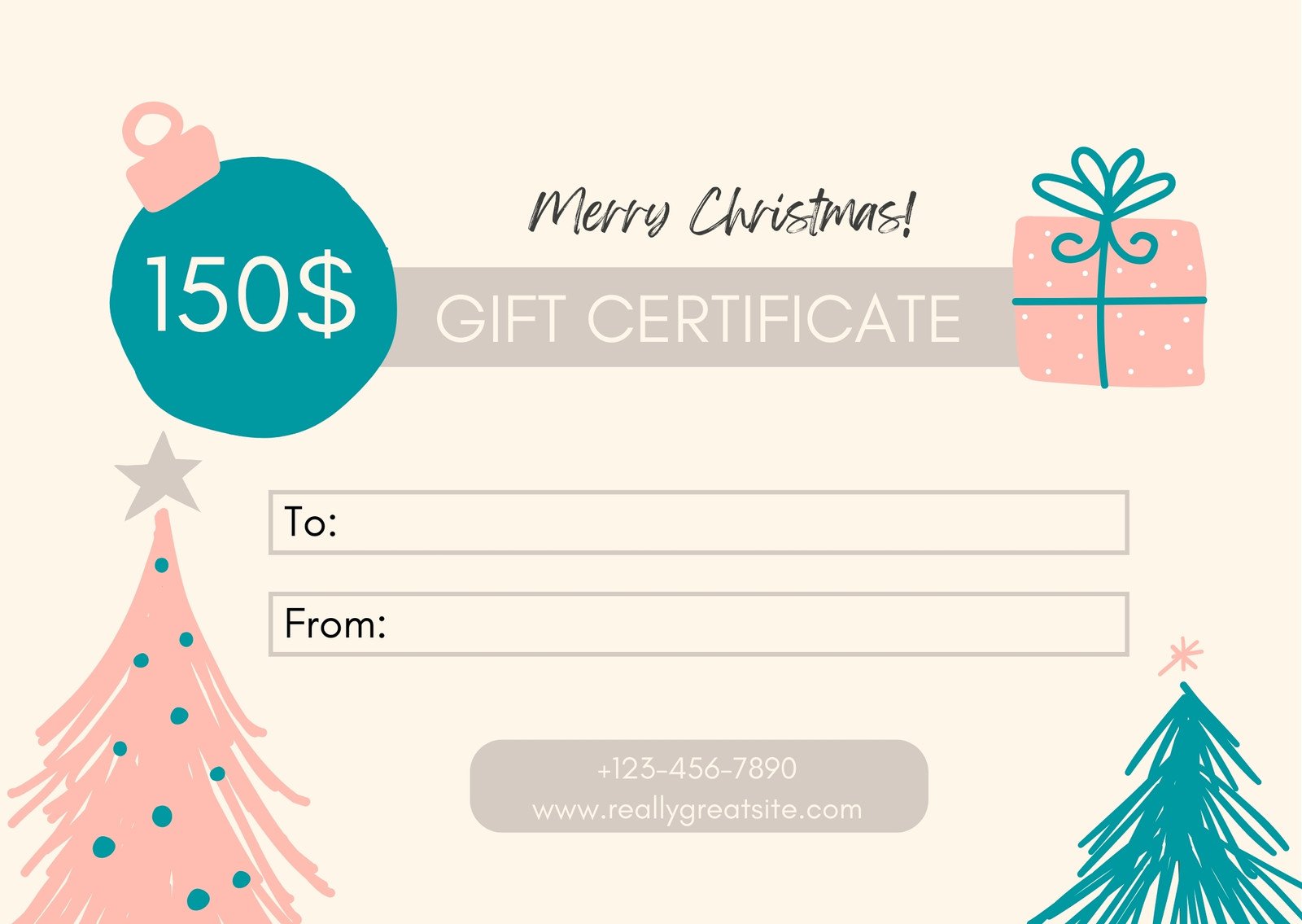 Christmas Gift Certificate Template Holiday Gift Snowflake Voucher
