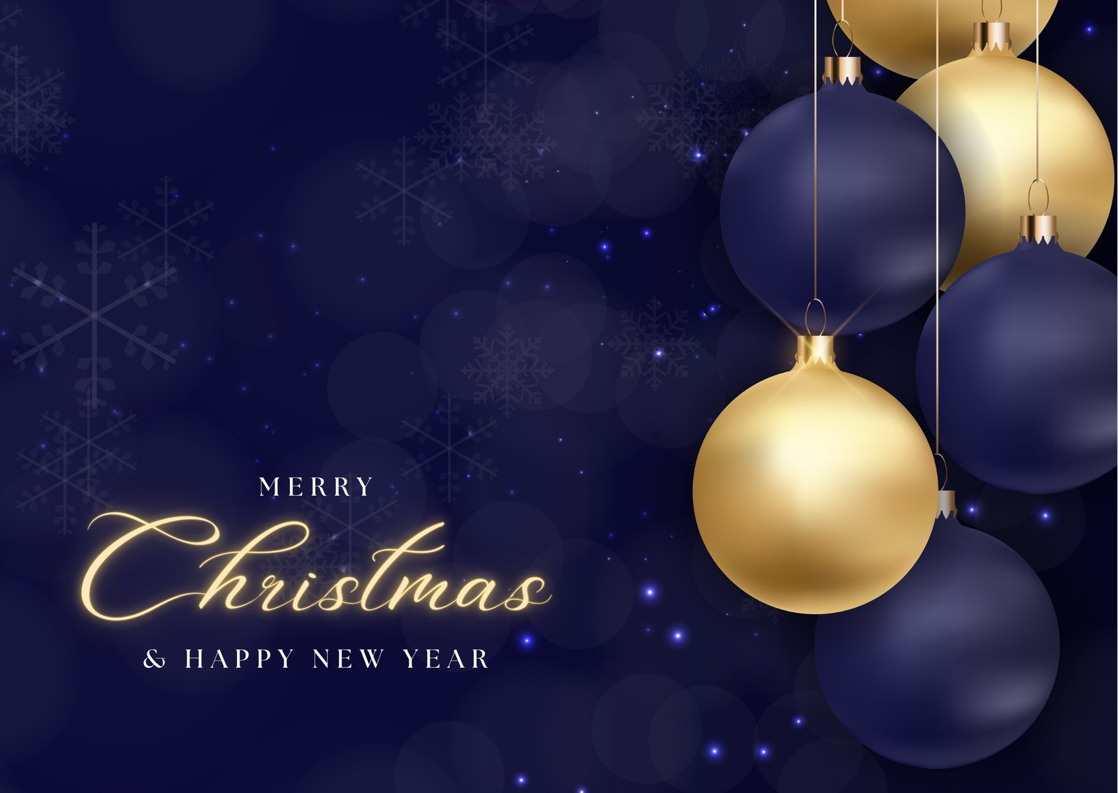 Dark Blue Exciting Merry Christmas and Happy New Year Card