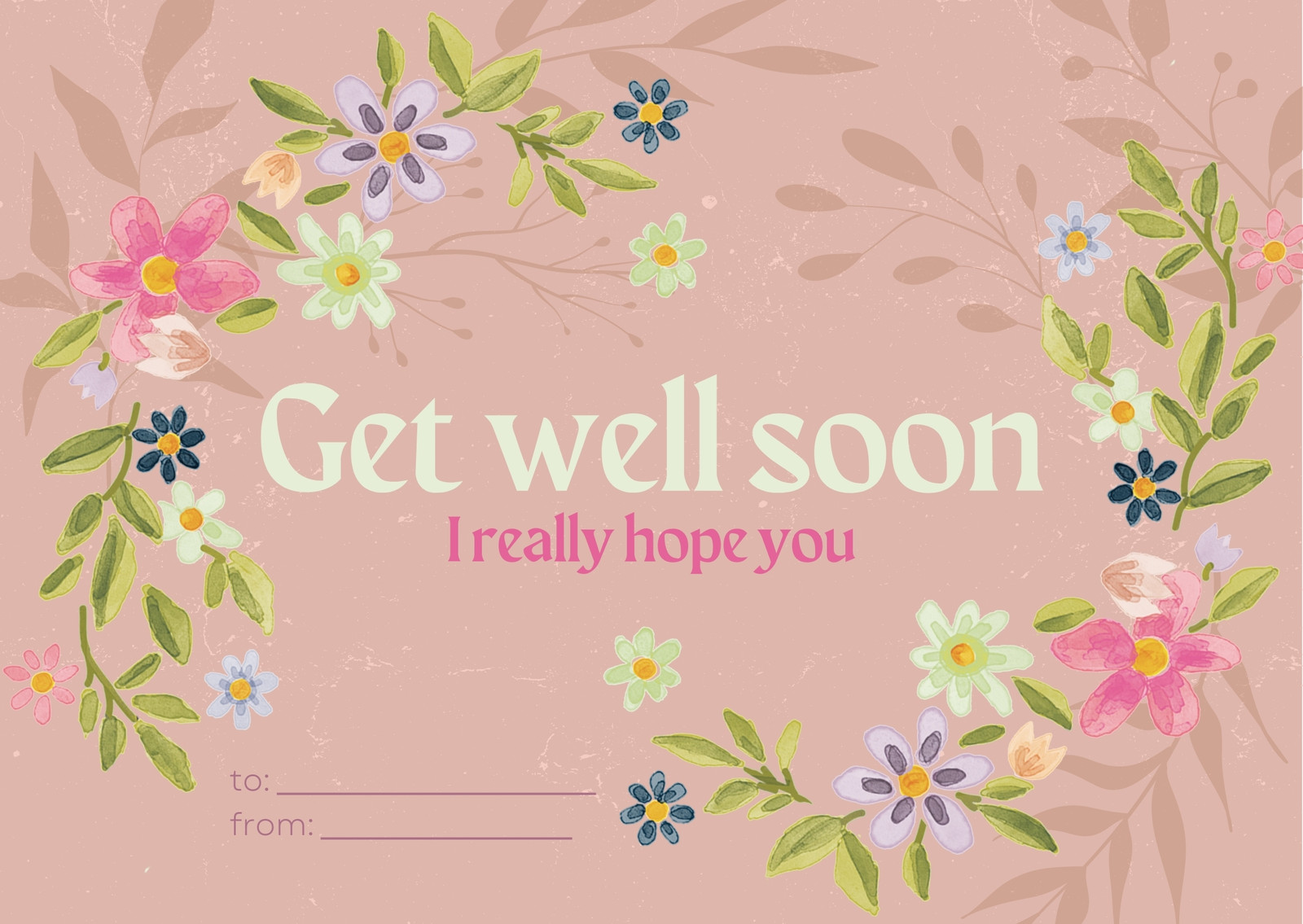 Get Well Soon Card Template With Teddy Bear And Flower Template