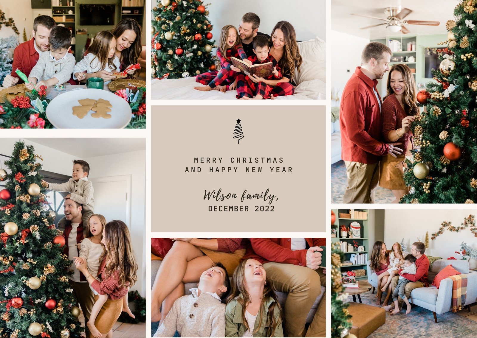 Pastel Aesthetic Modern Family Photo Collage Christmas Card
