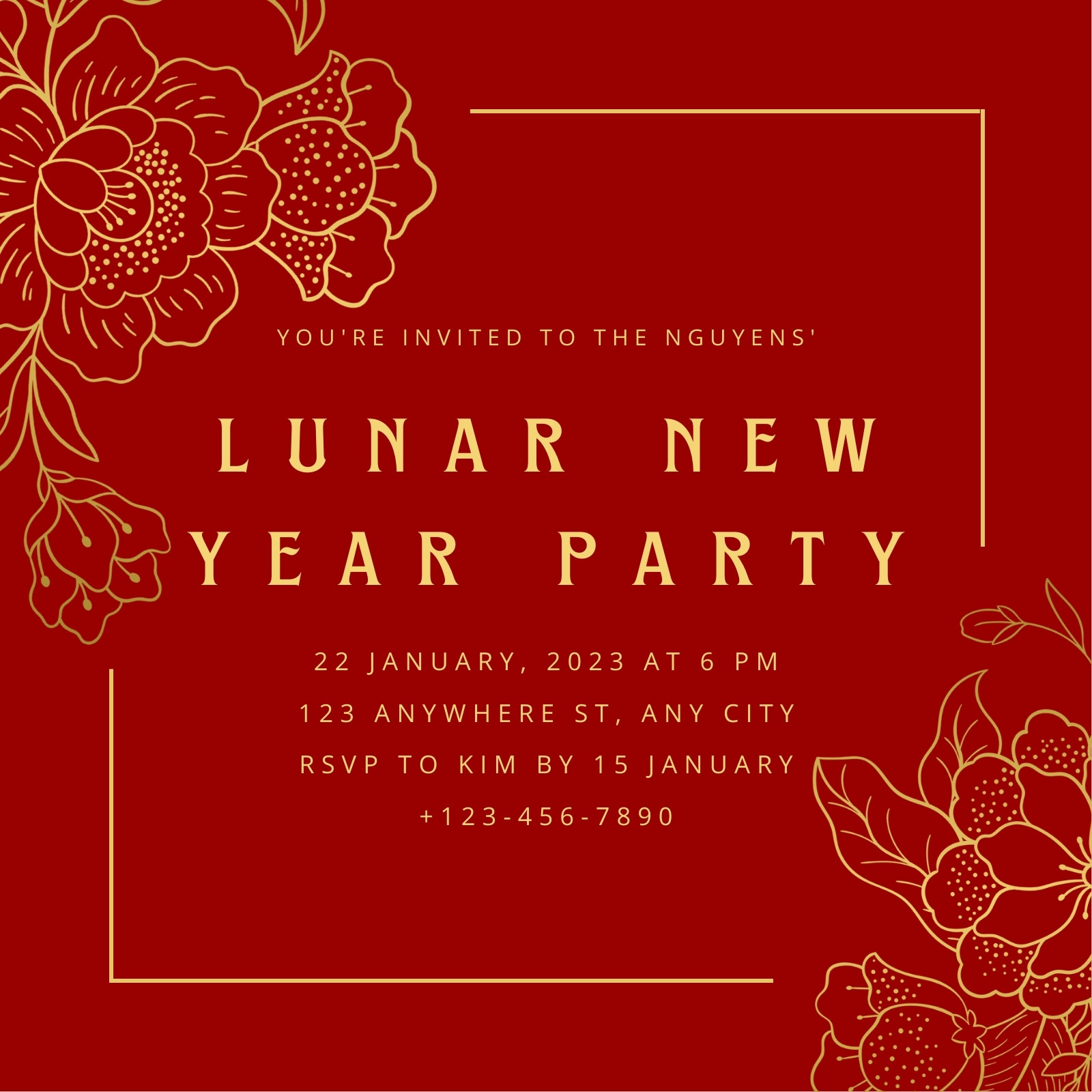 Free customizable Lunar New Year invitation templates | Canva