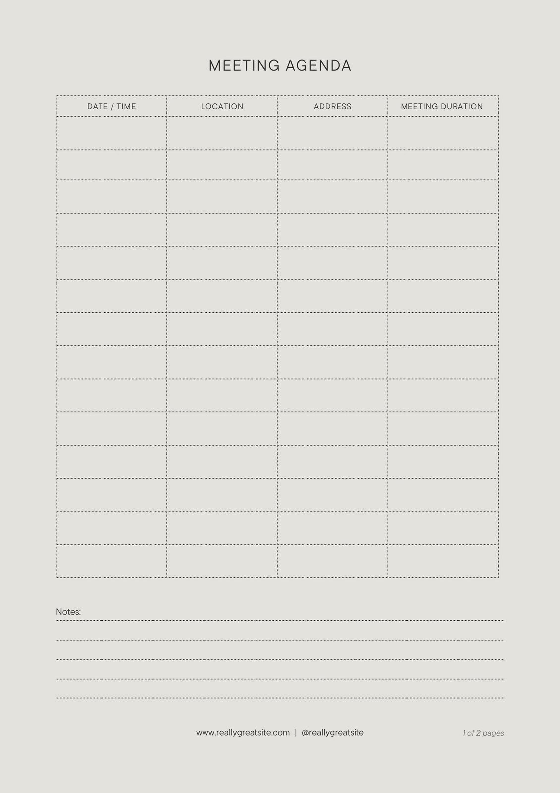 Free customizable agenda document templates to print