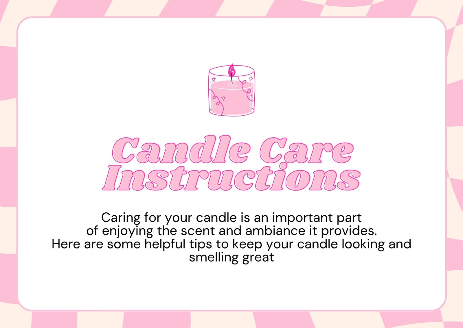 Editable Candle Care Card, Printable Candle Care Template, Pink Watercolor  Candles Care Guide, Candle Safety Card Design, Instant, PW-001