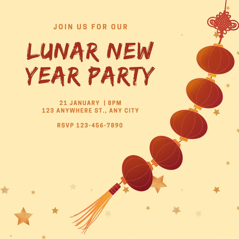 Free customizable Lunar New Year invitation templates Canva