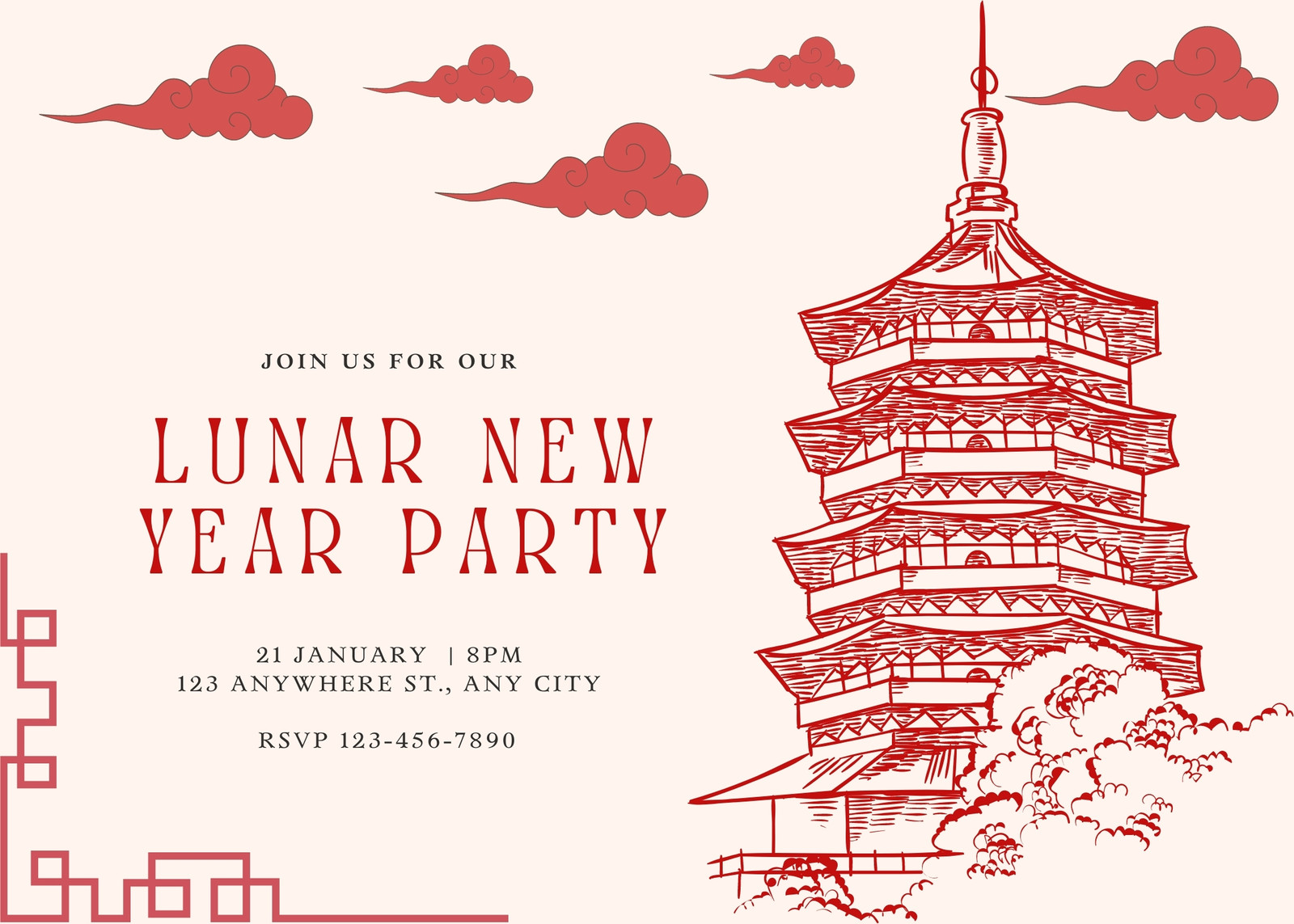 Free customizable Lunar New Year invitation templates