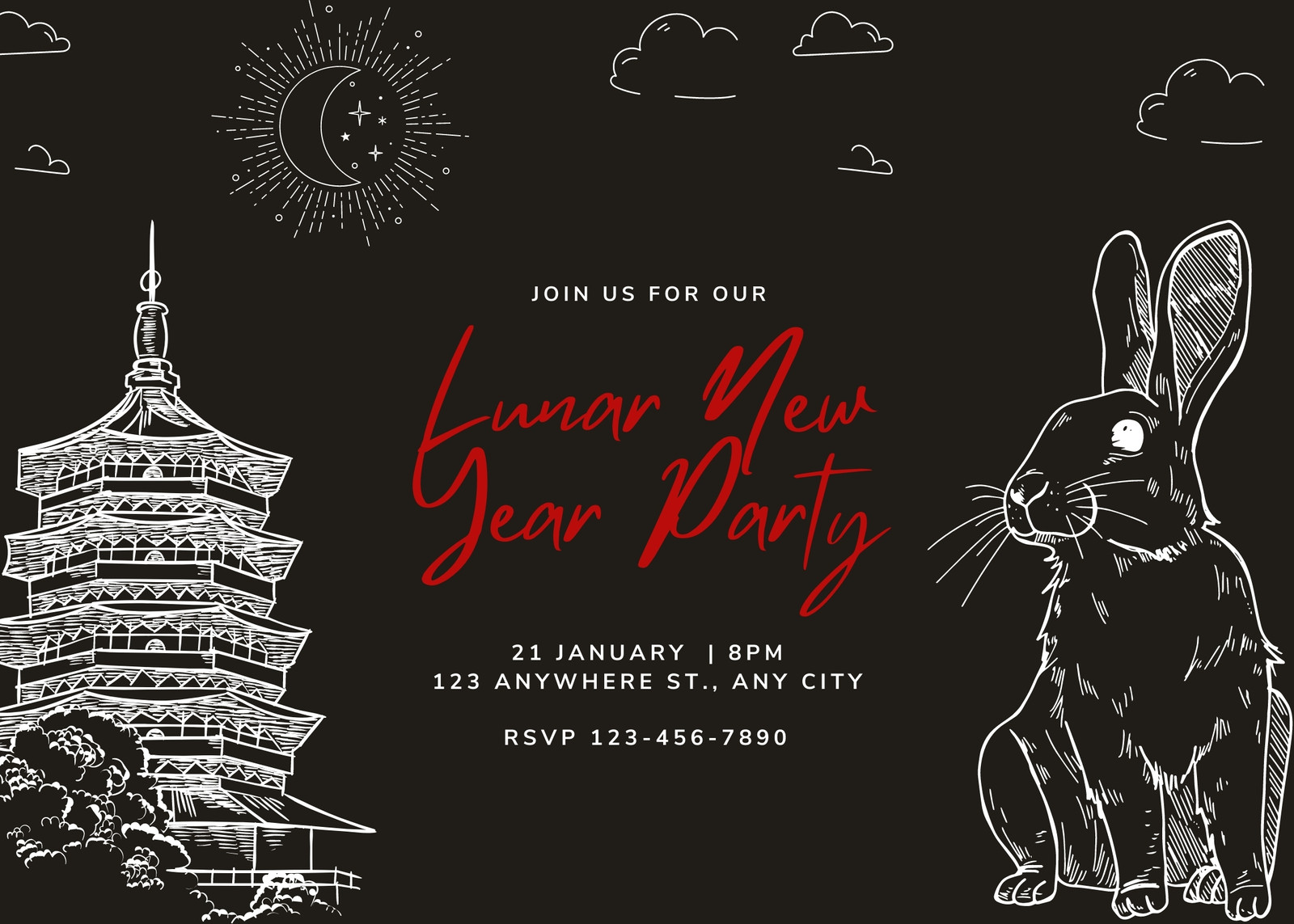 Free customizable Lunar New Year invitation templates