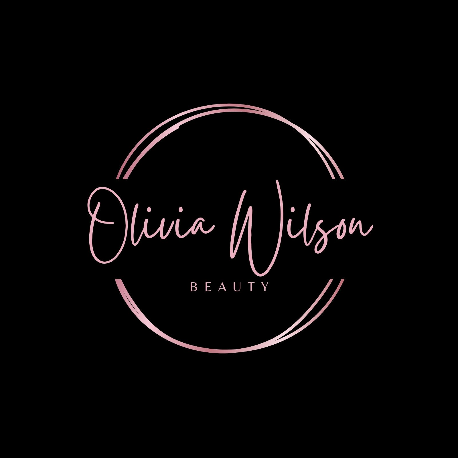 Rose Gold Black Elegant Luxury Circle Beauty Logo