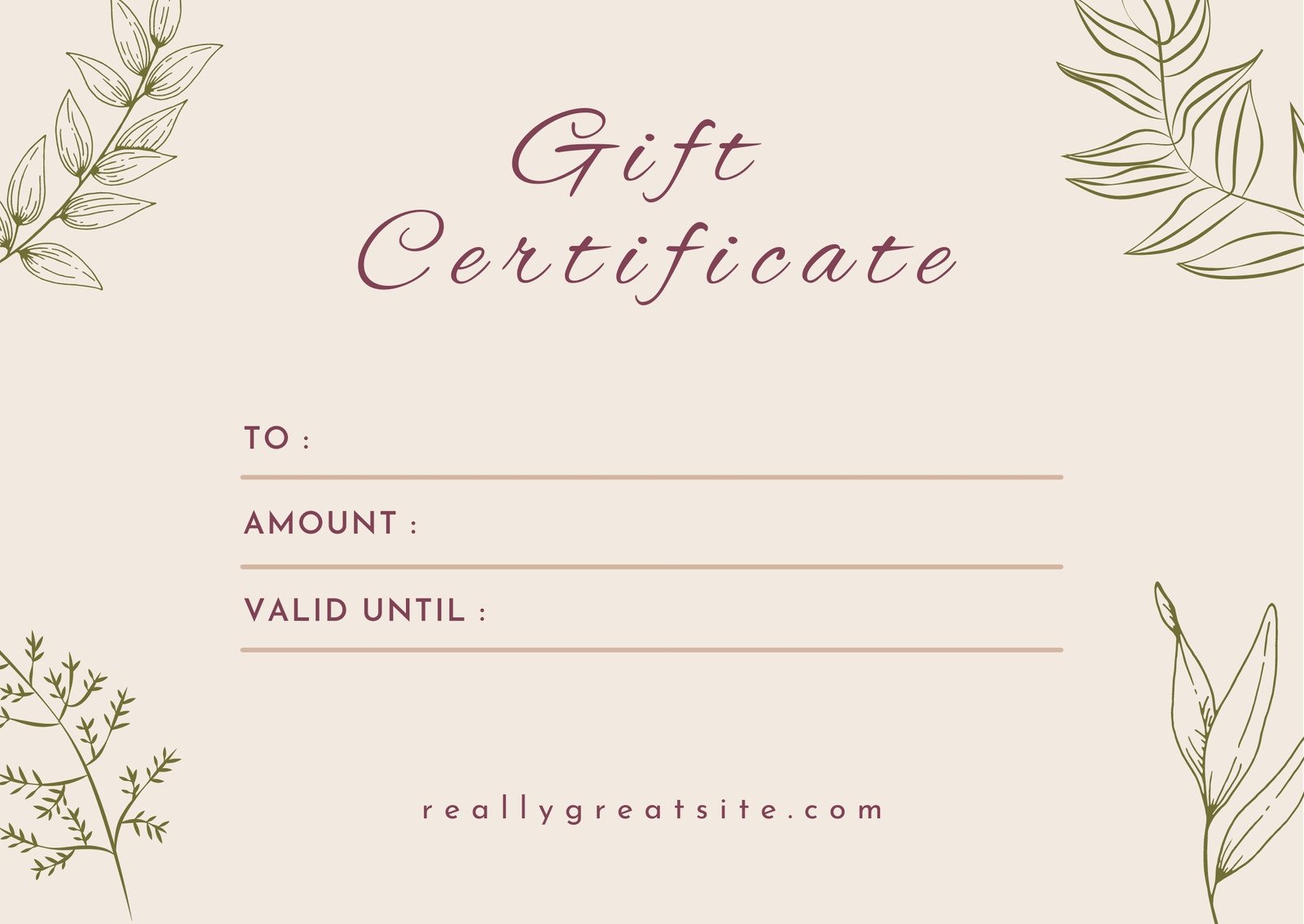 Beige Neutral Elegant Gift Certificate