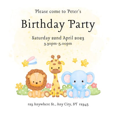 Blue and White Space Kiddie Type Birthday Animated Square