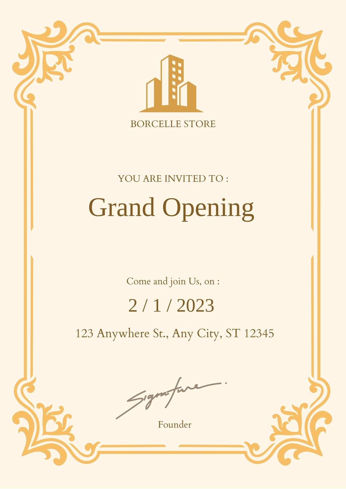 Beige Modern Grand Opening Store Invitation