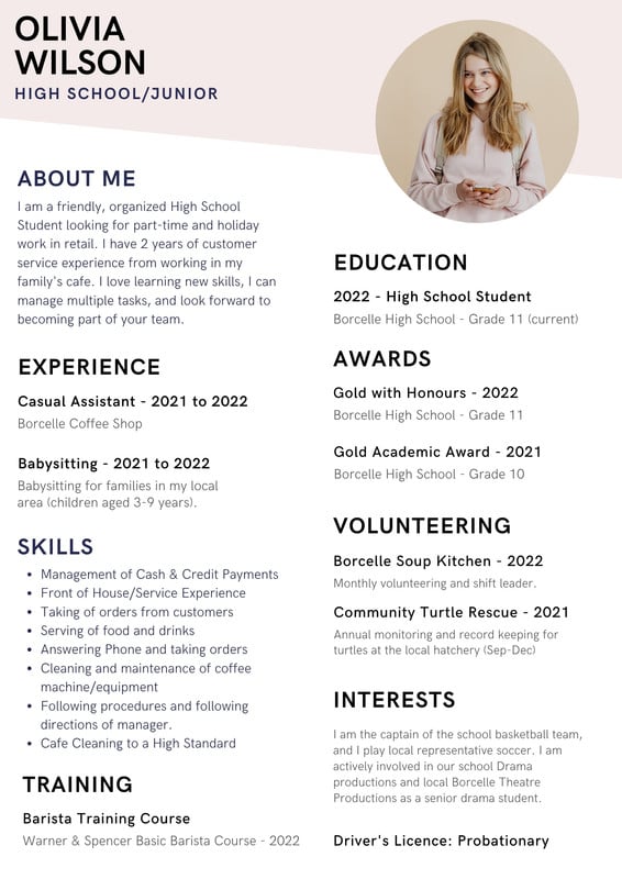 academic resume for high school student template