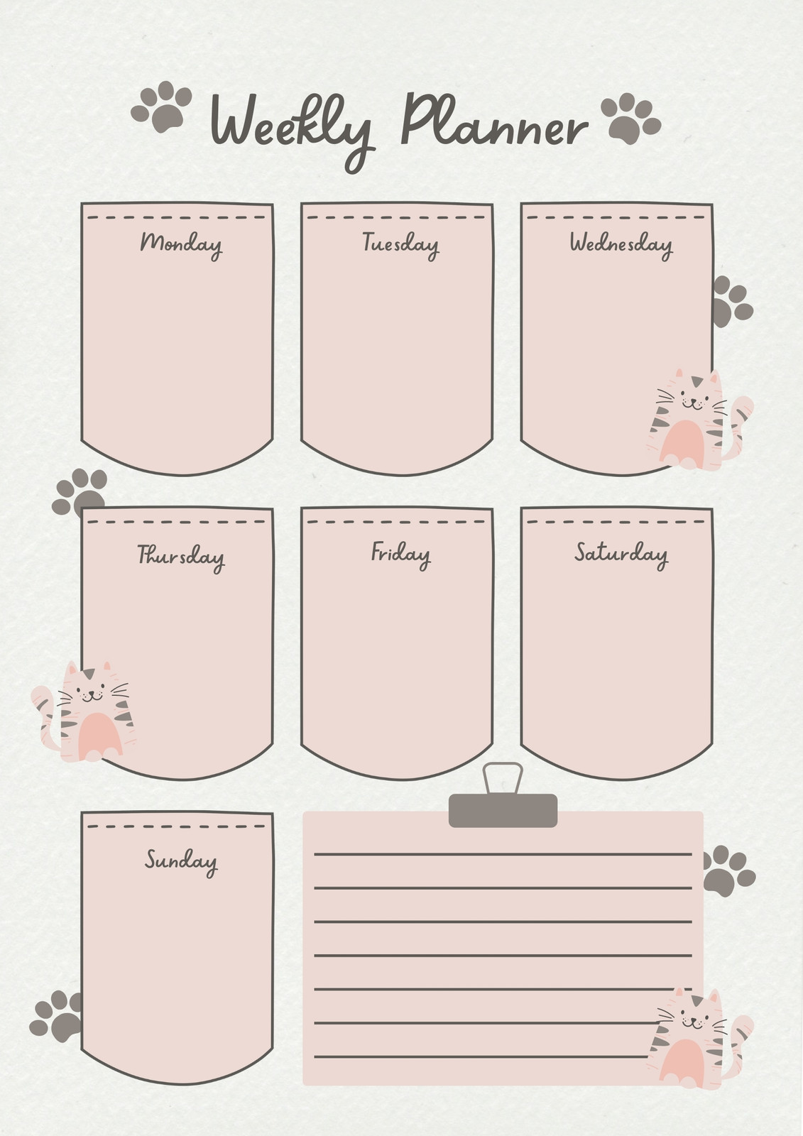 Printable Cat Weekly Planner 