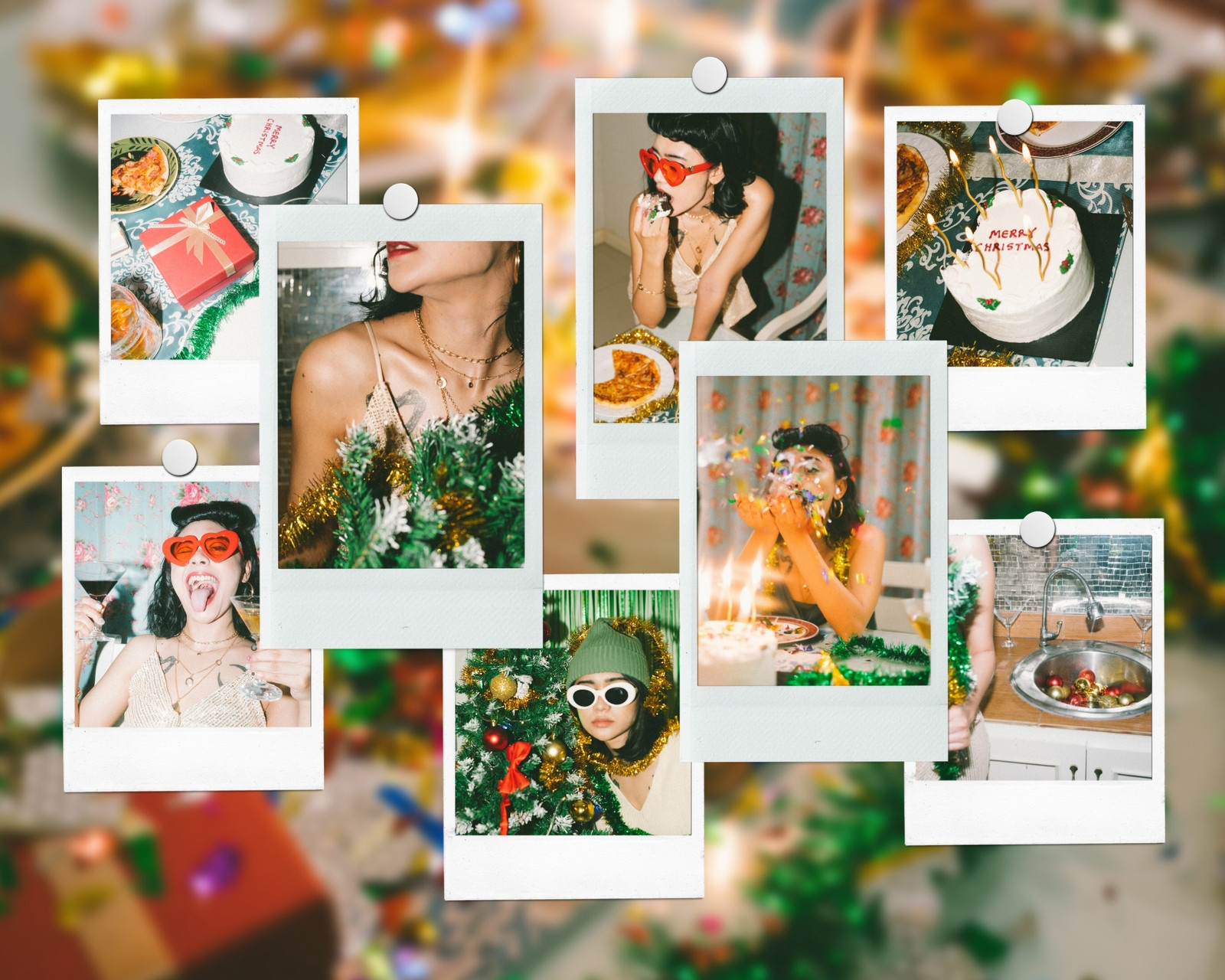 Photo Collage Editable Christmas Canva Template, Custom Christmas Portrait  Photo Card 5x7 Nostalgic Film Polaroid Filmstrip Design 