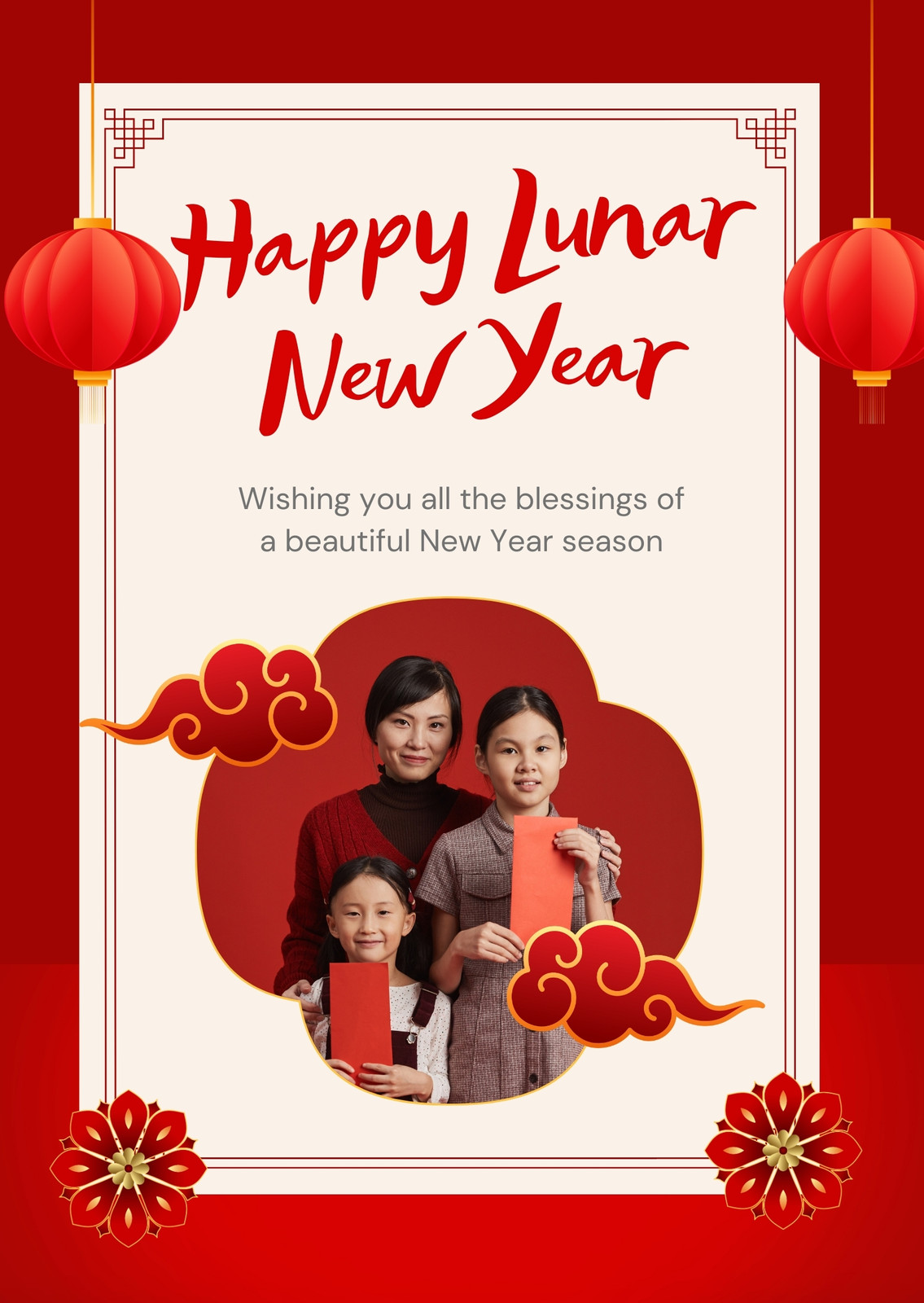 Chinese New Year Wishes  Free Cards Template - Piktochart