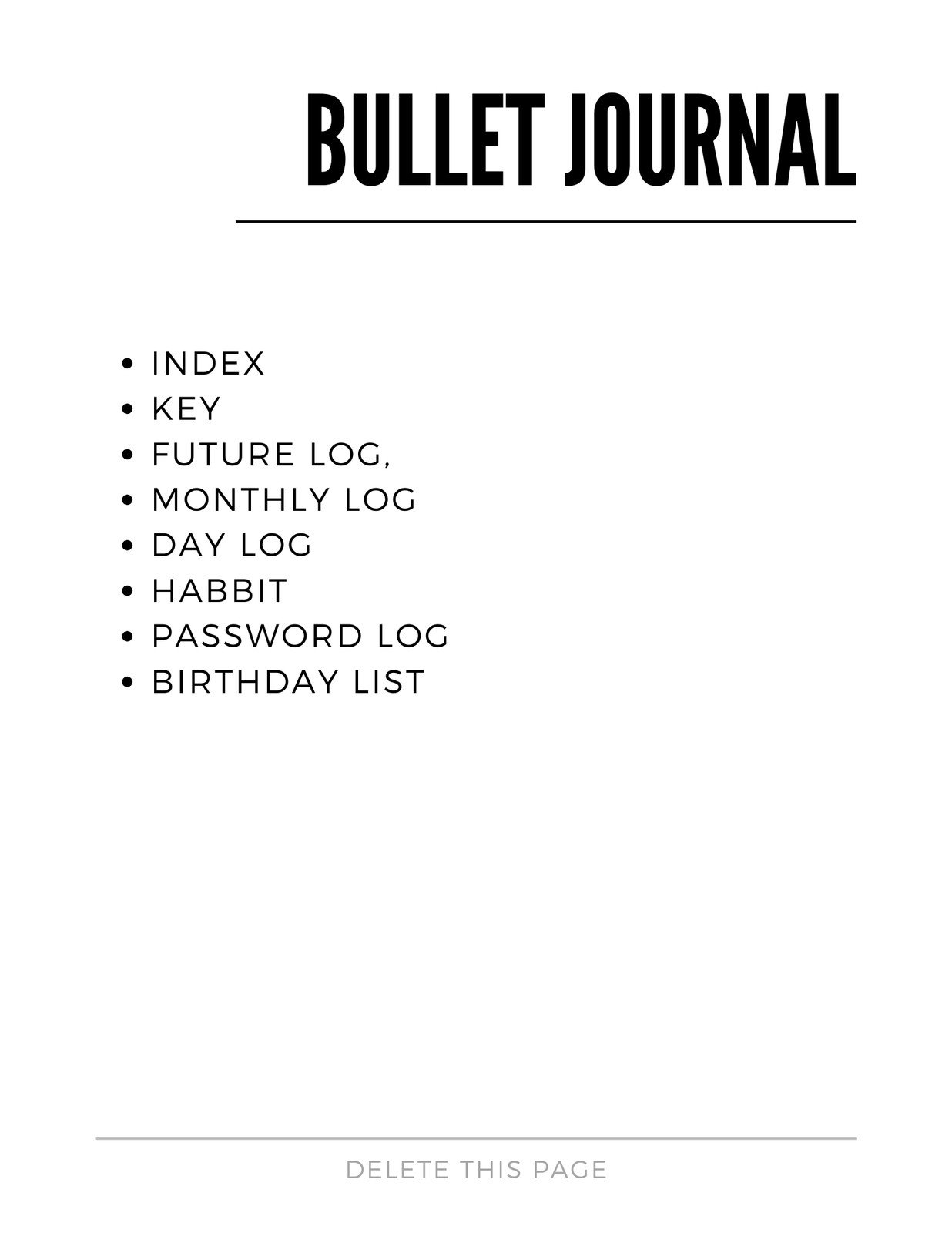 Free and printable bullet journal templates
