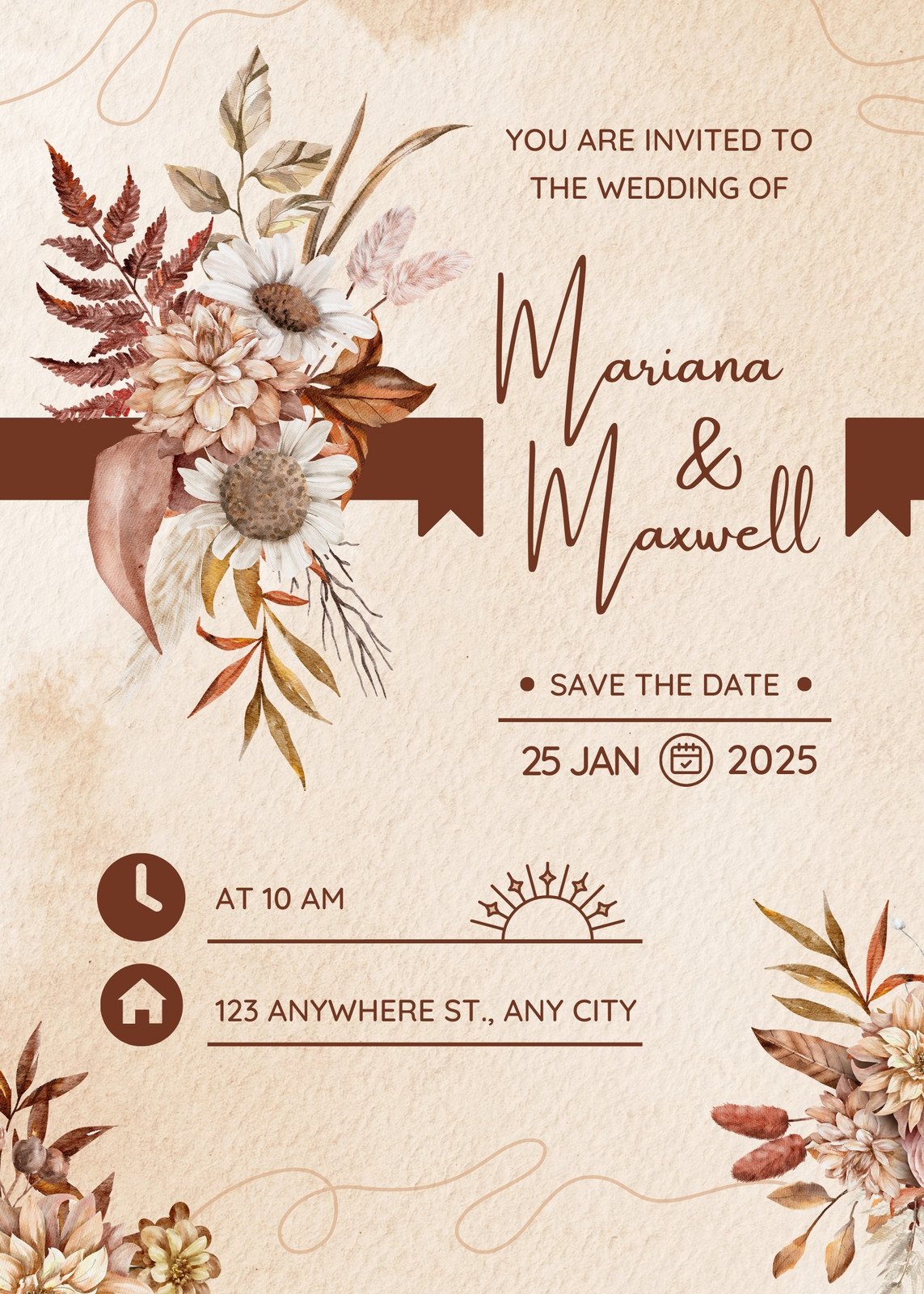  Mobiusea Creation Red Floral Watercolor Save The Date