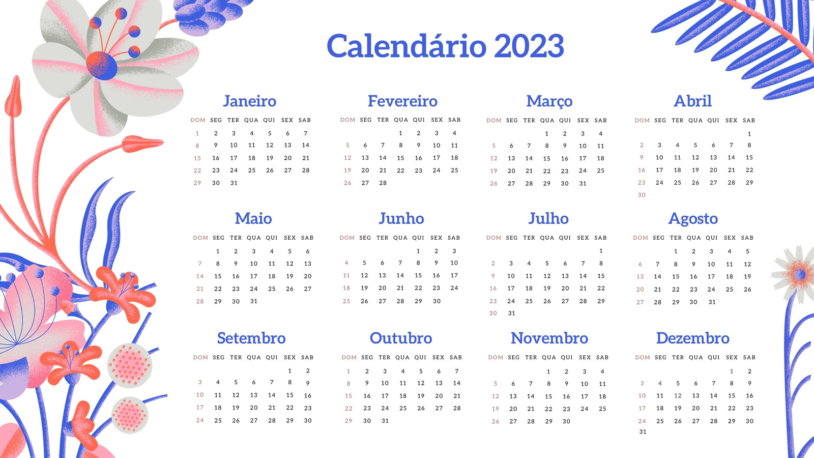 Como baixar calendário de 2023 com feriados para imprimir no Canva