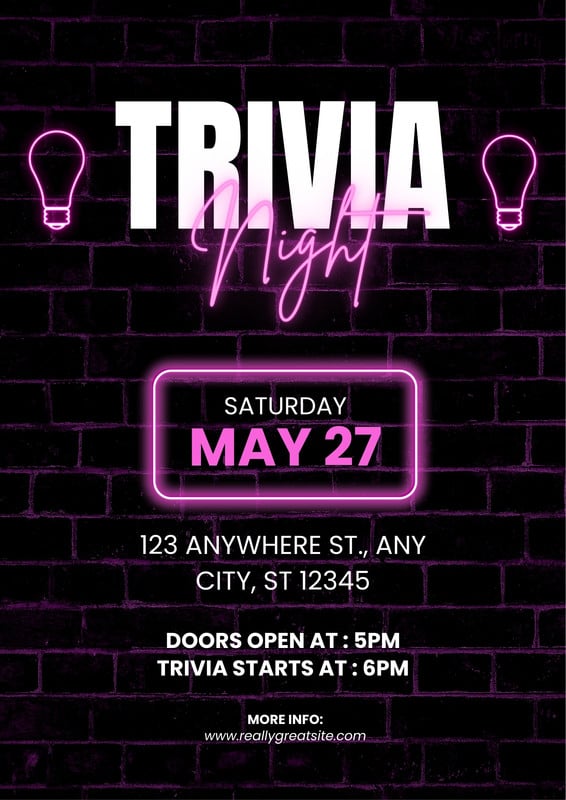 Free printable custom trivia night poster templates | Canva