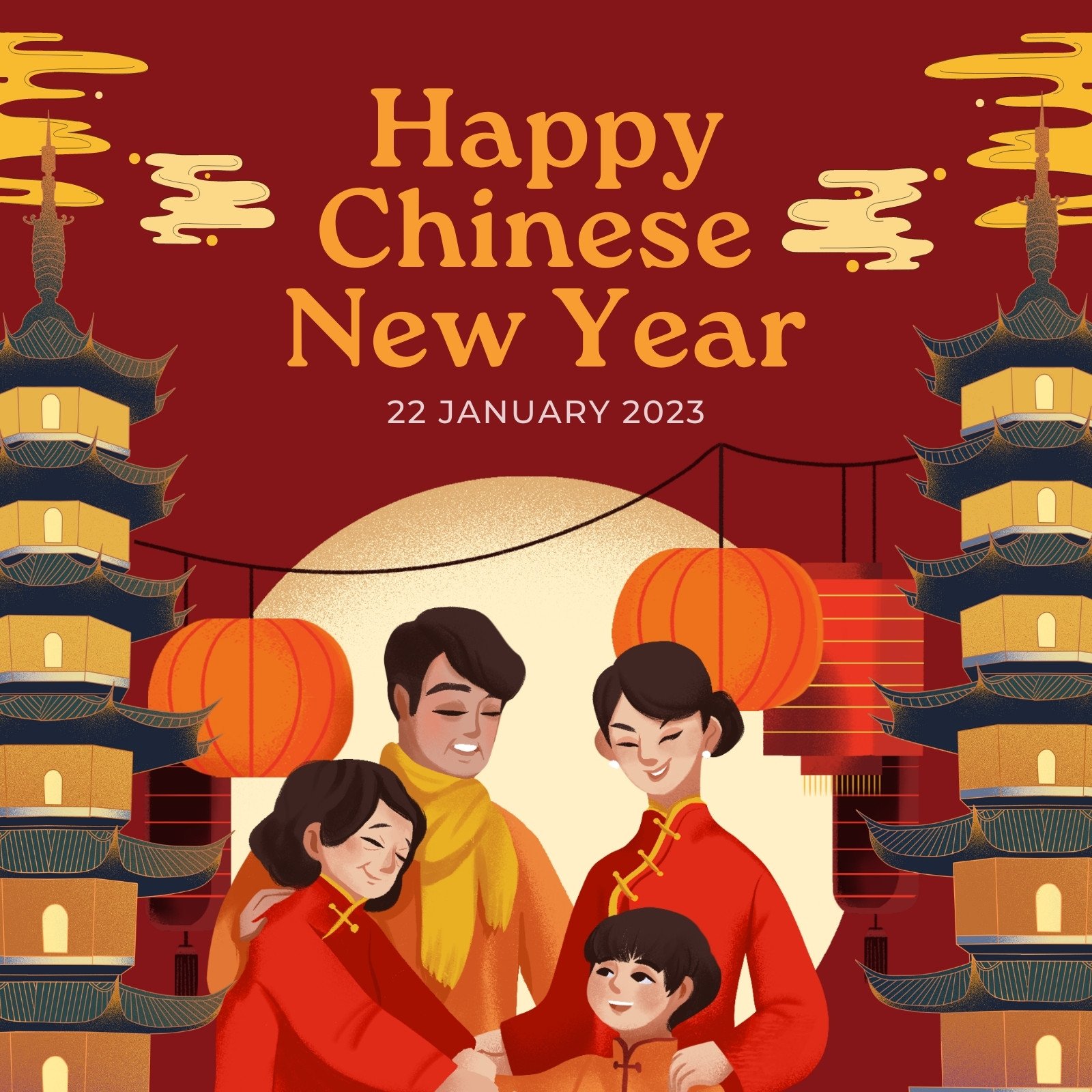 Premium Vector  Happy chinese new year 2023, wish post illustration