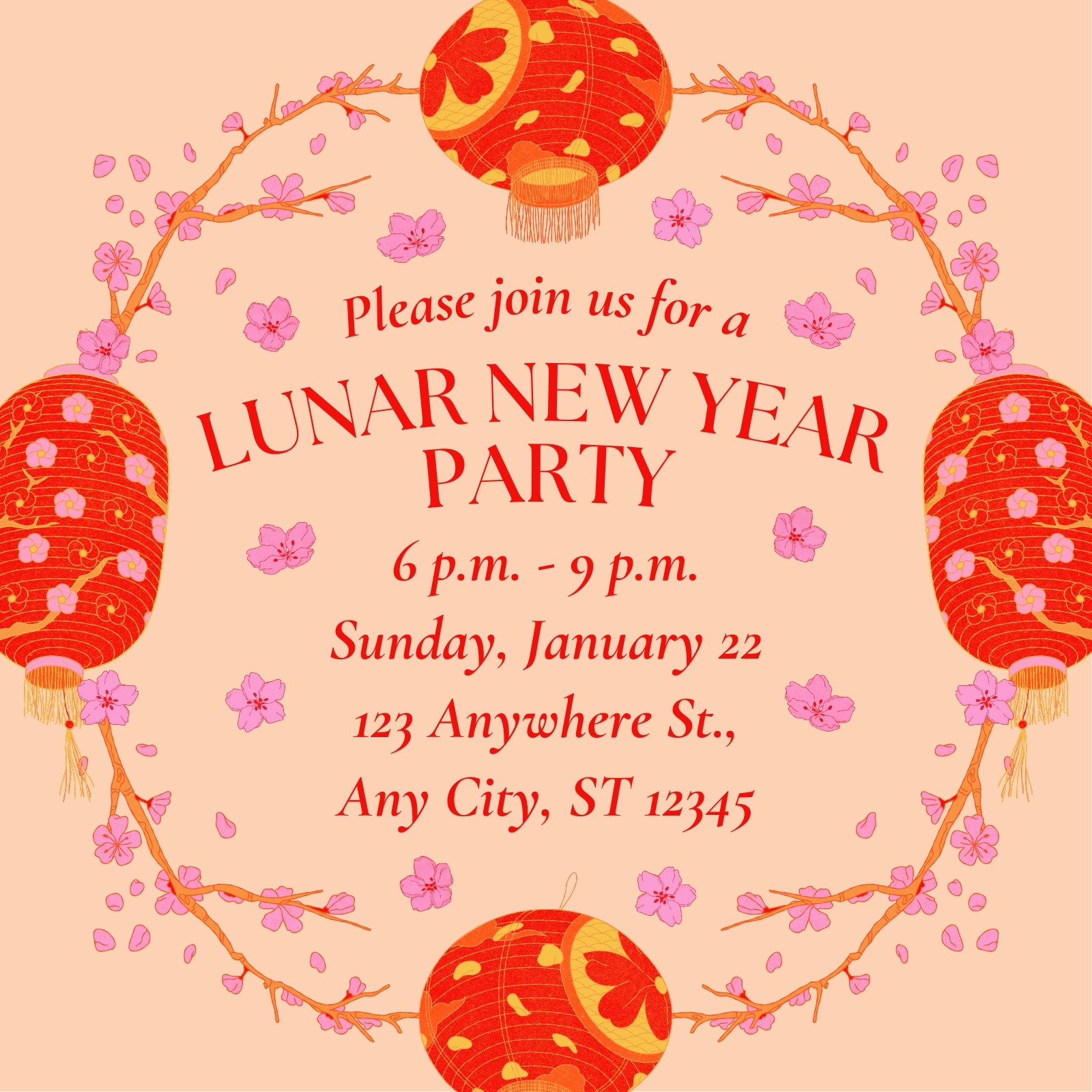 Free customizable Lunar New Year invitation templates