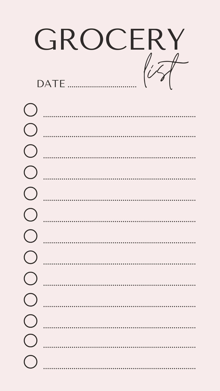 grocery list template for kids