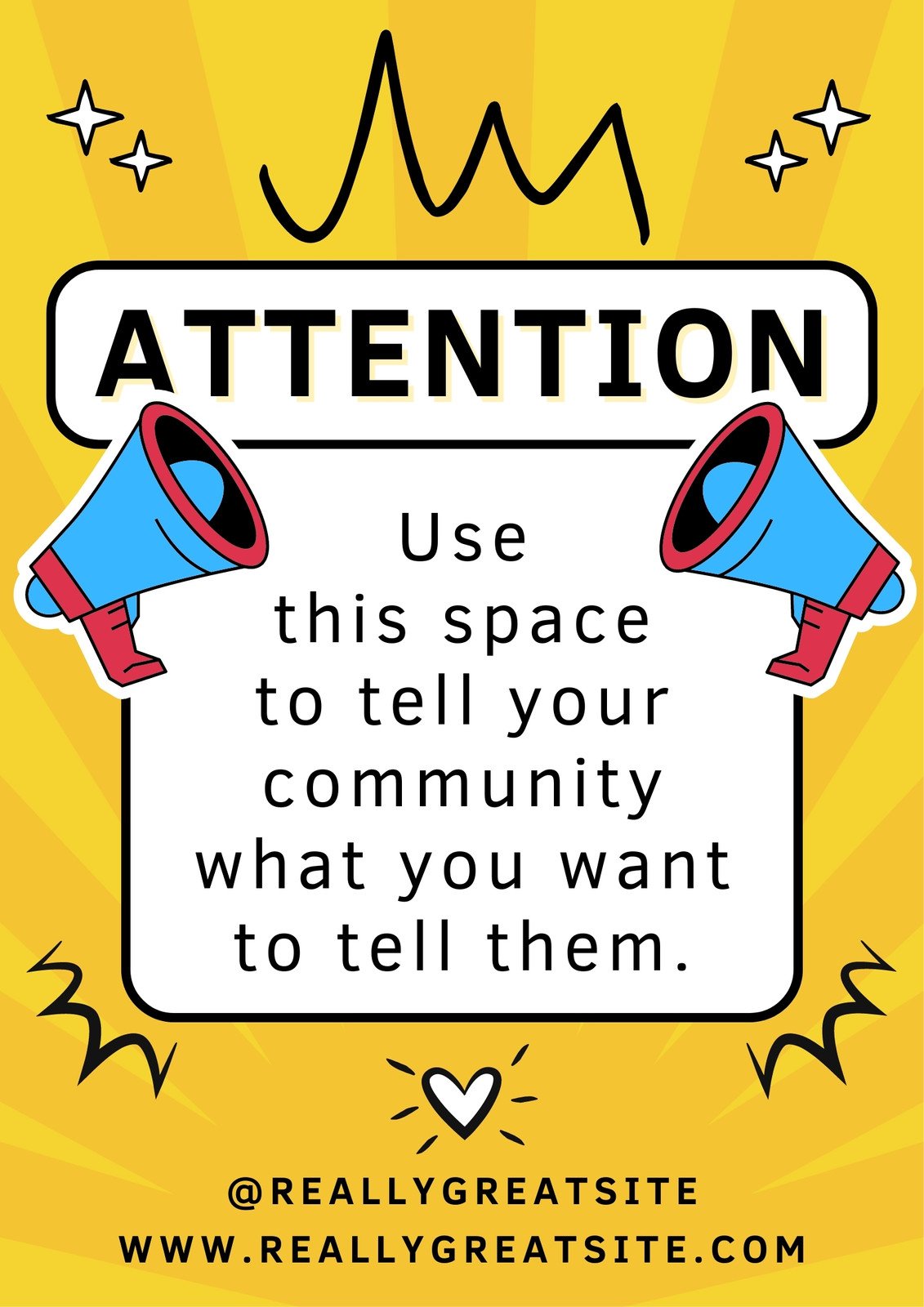 Yellow Illustrative Attention Poster