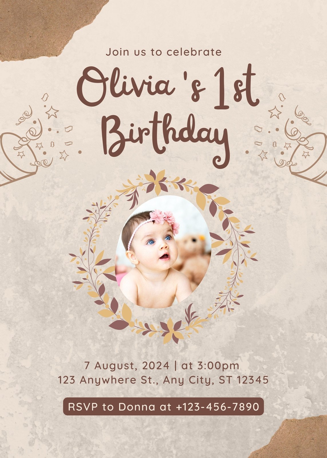 Free, printable, customizable 1st birthday invitation templates | Canva