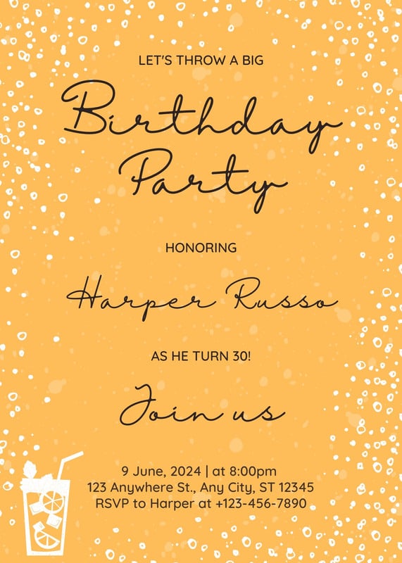 Free and custom 30th birthday invitation templates | Canva