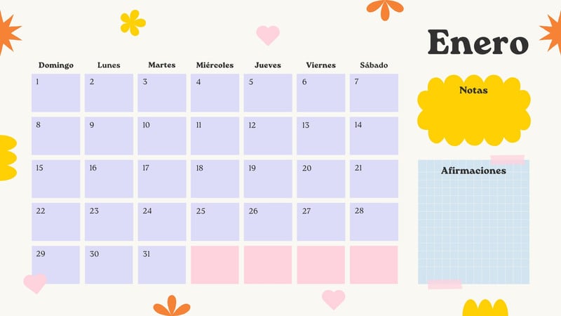 Calendario 2024 para dibujar en español meses del año regalo familias