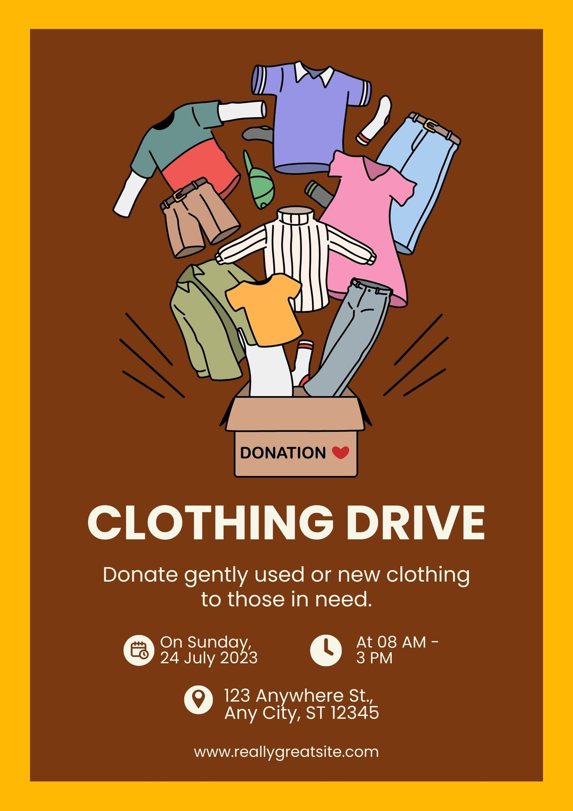 Clothing drive charity poster shoe drive homeless flyer 