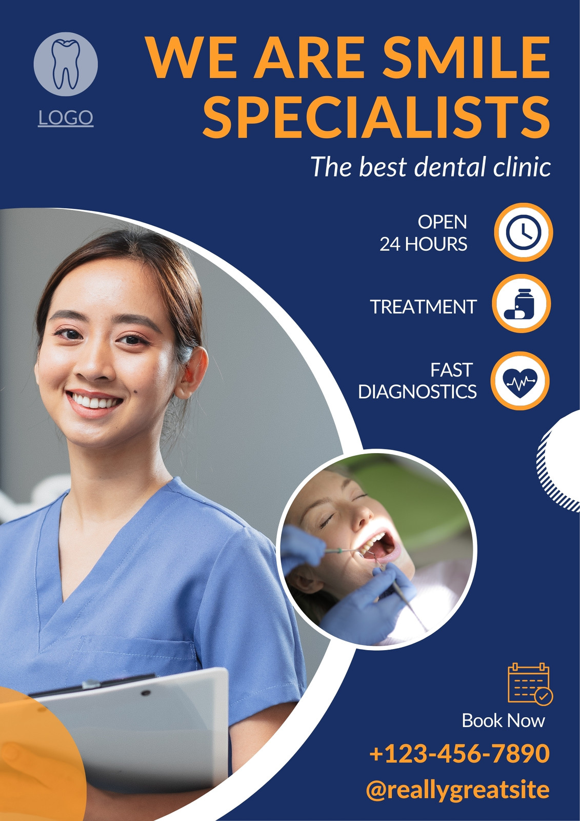 Blue dynamic dental clinic poster