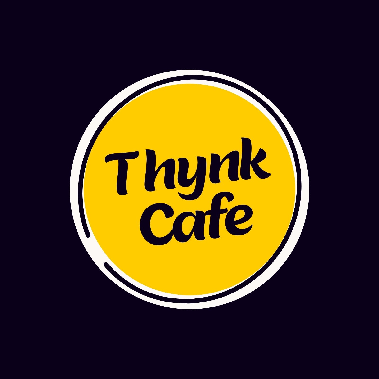 Yellow Minimalist Round Shaped Cafe Logo