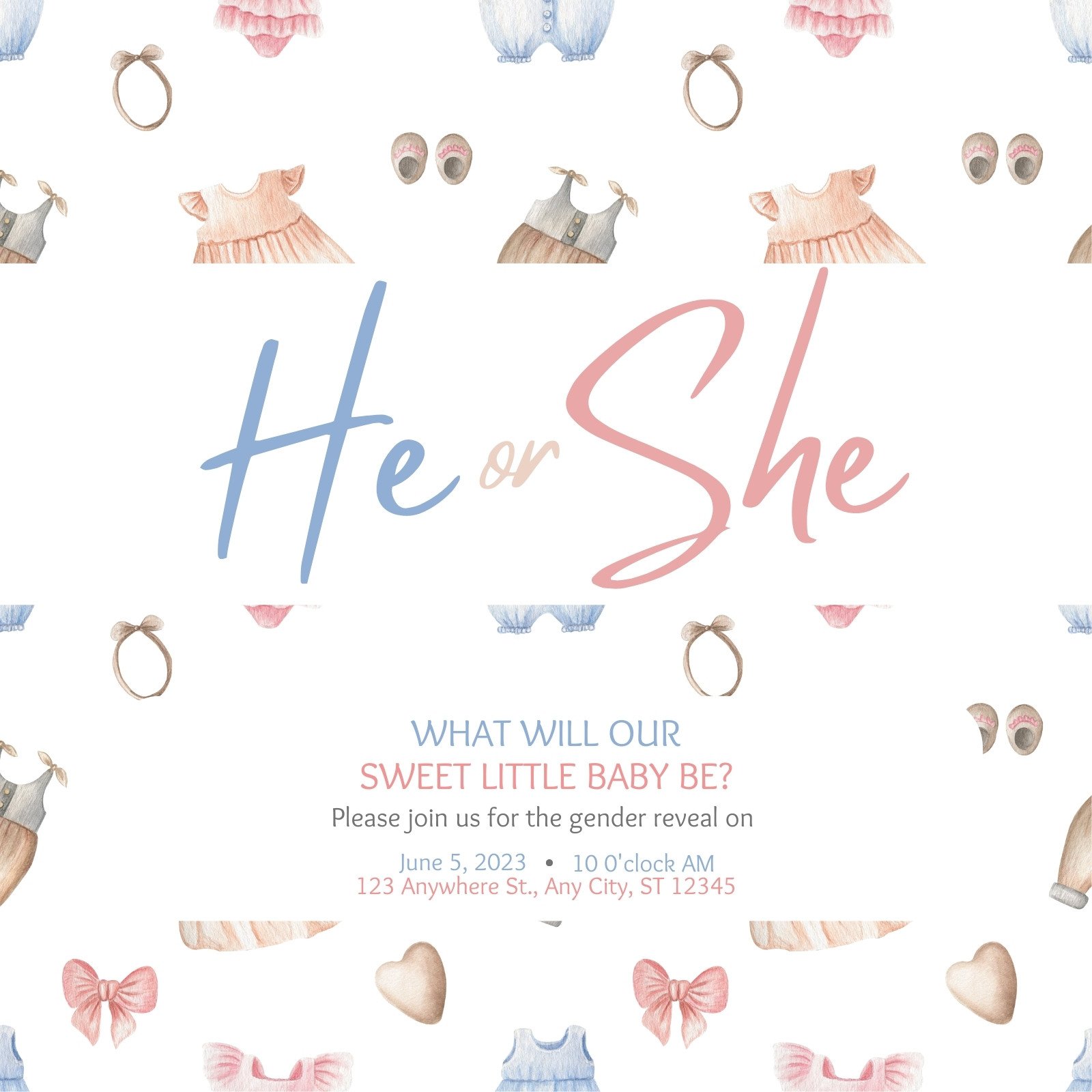 Gender Reveal Invitation, What Will Baby Bee Invitation, He or She Gender  Reveal Canva Template, Summer Gender Reveal Invite 