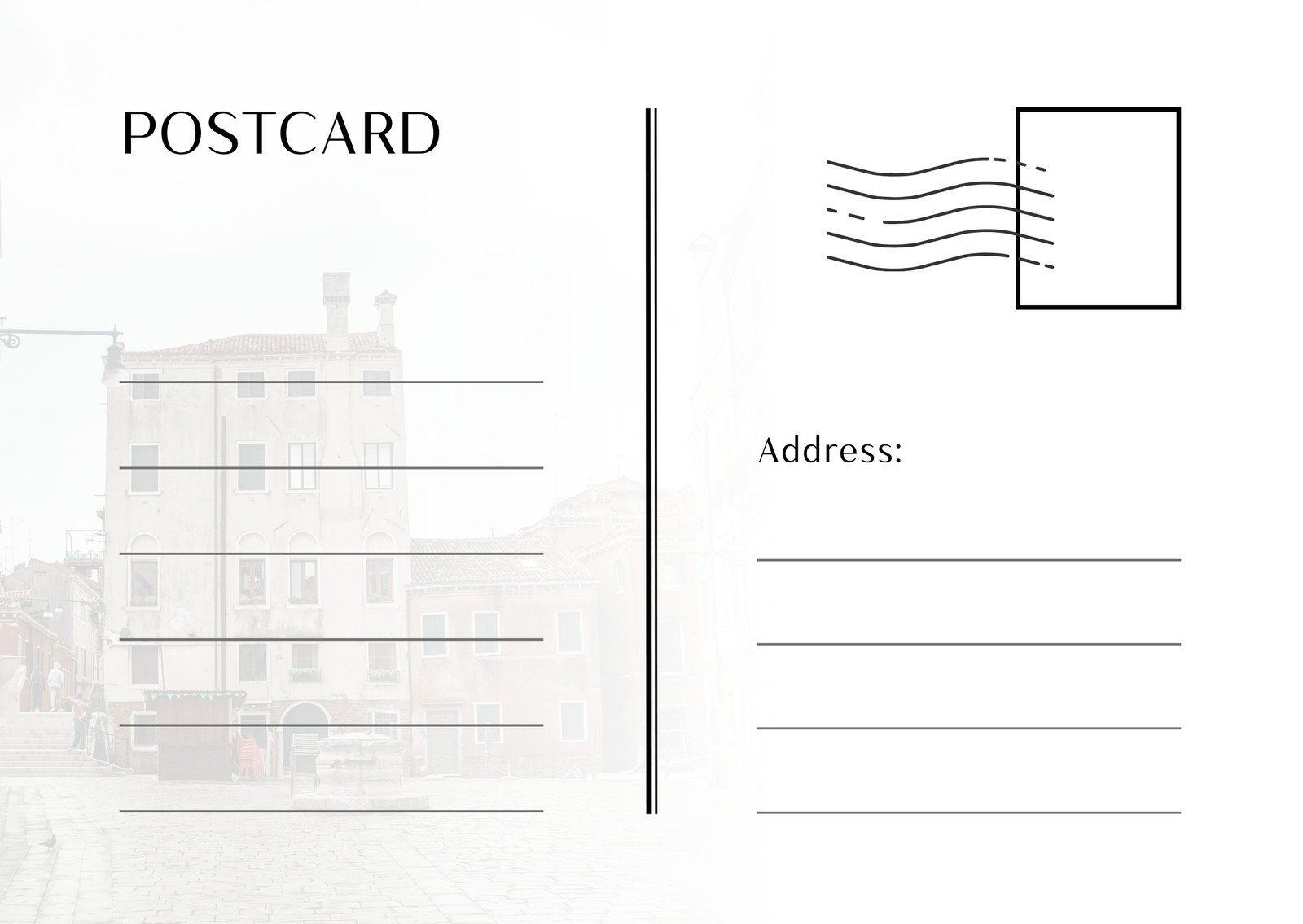 Postcard. Postal card illustration for your design. Travel card