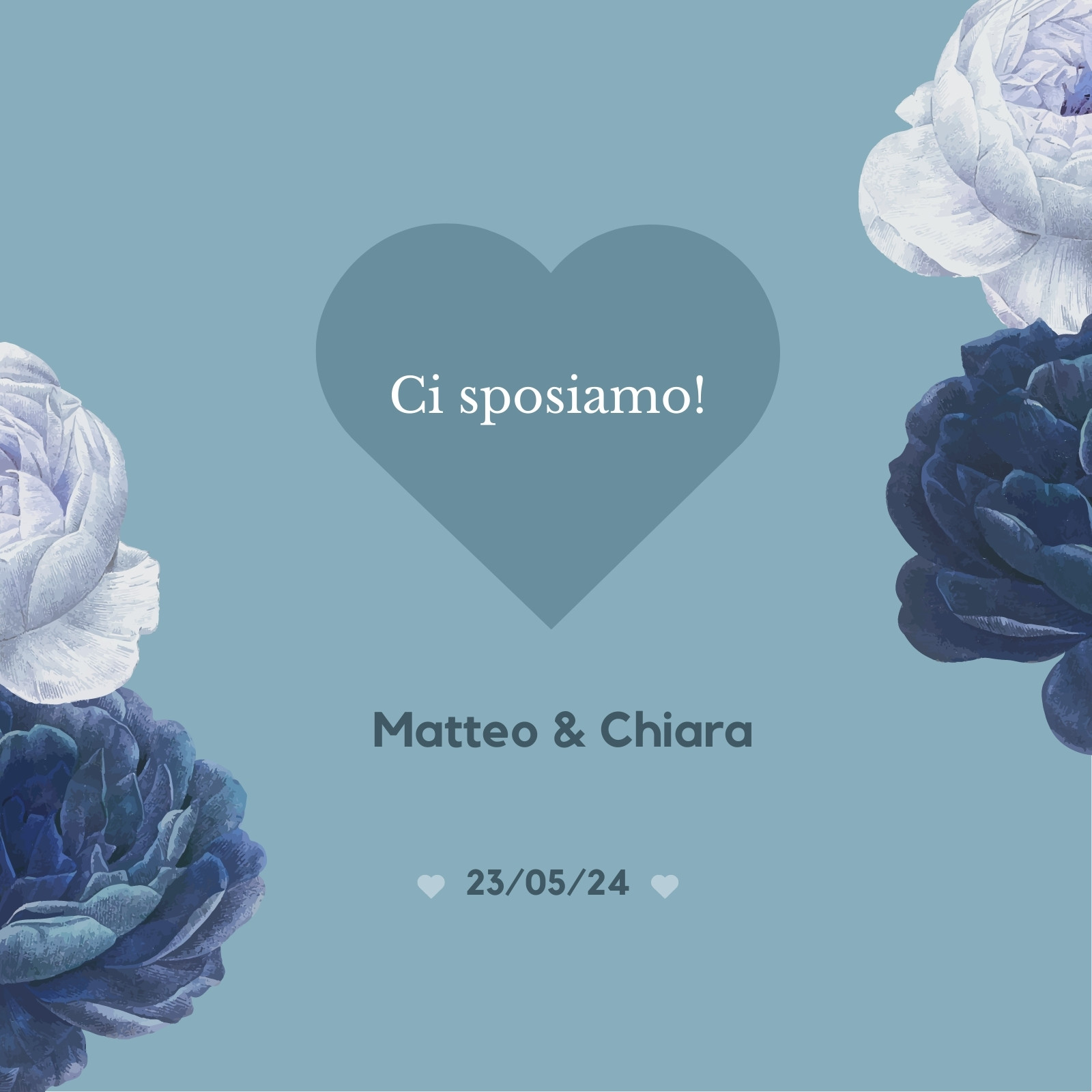 partecipazioni matrimonio moderne rose blu