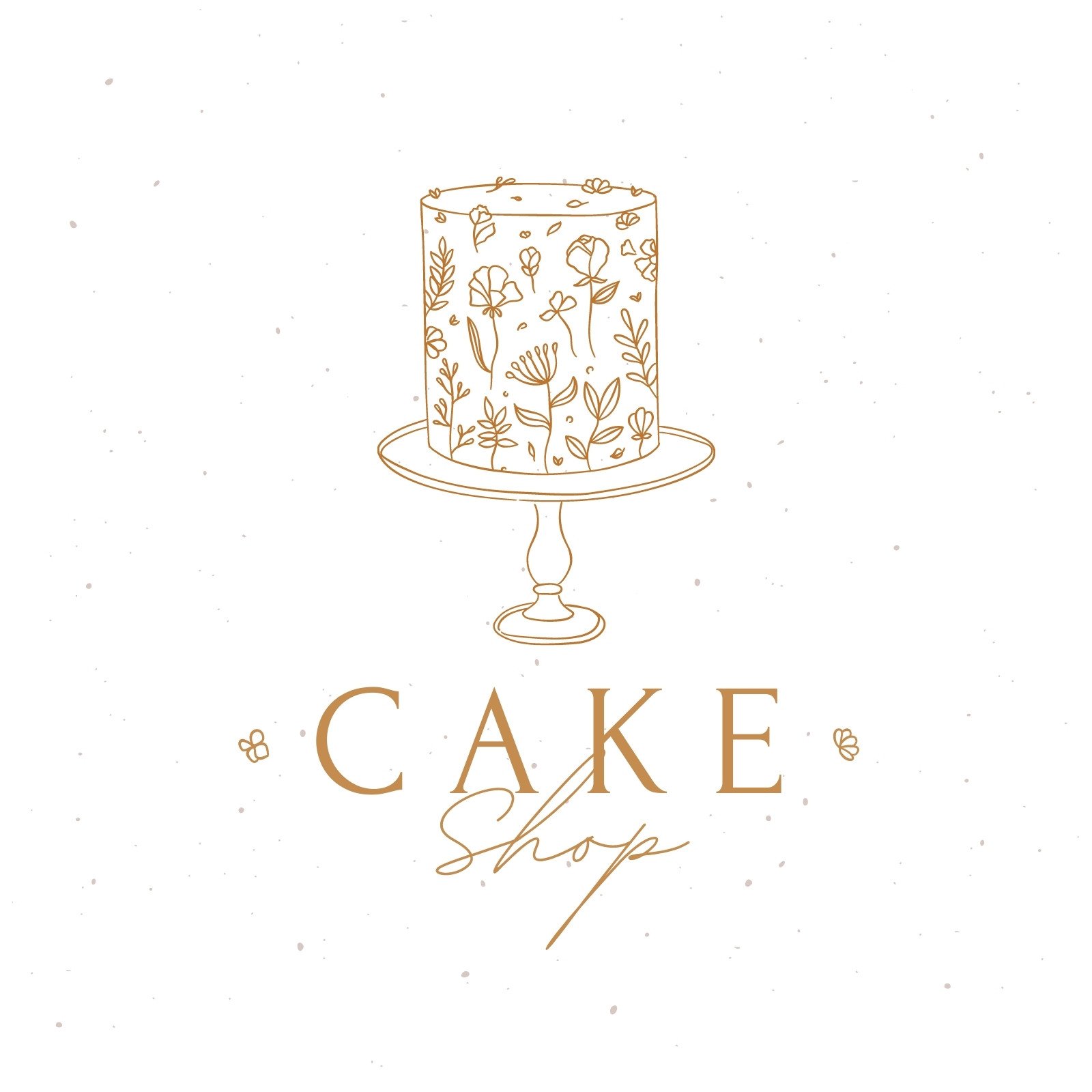 canva cake with flowers beige color and inscription cake shop modern brand logo RueaQlKLJiw