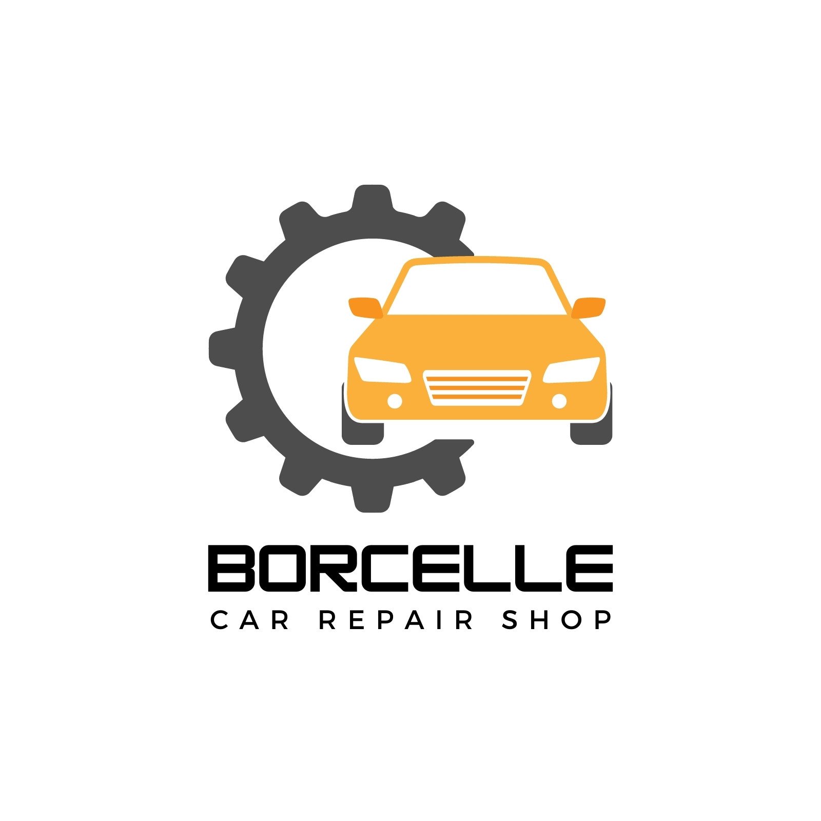 Black and Orange Simple Car Repair Shop Logo