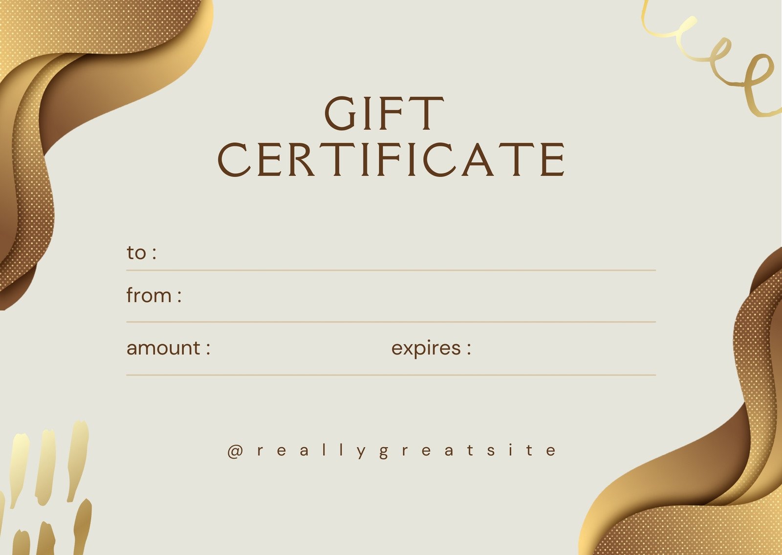 Gold Brown Minimalist Modern Gift Certificate