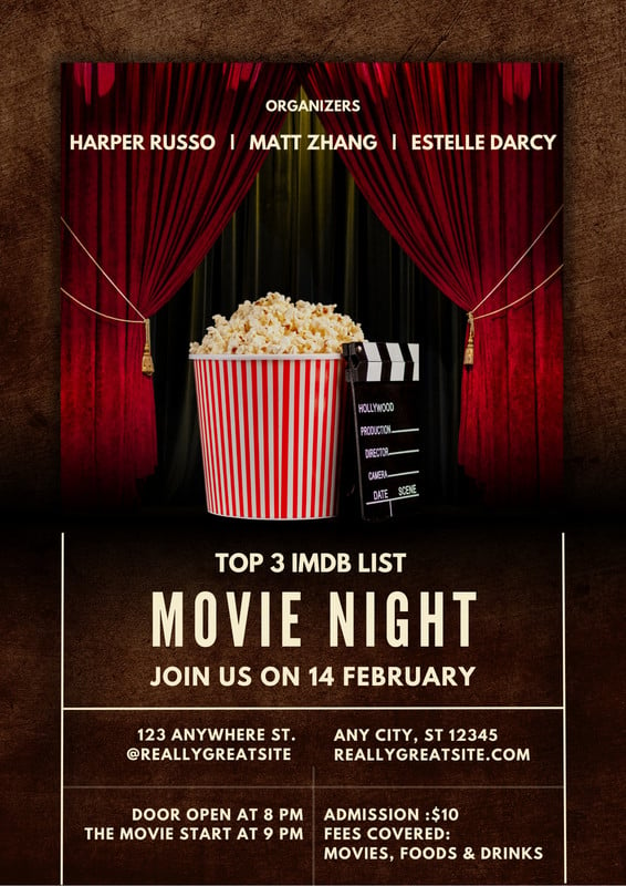 Free customizable movie night poster templates | Canva