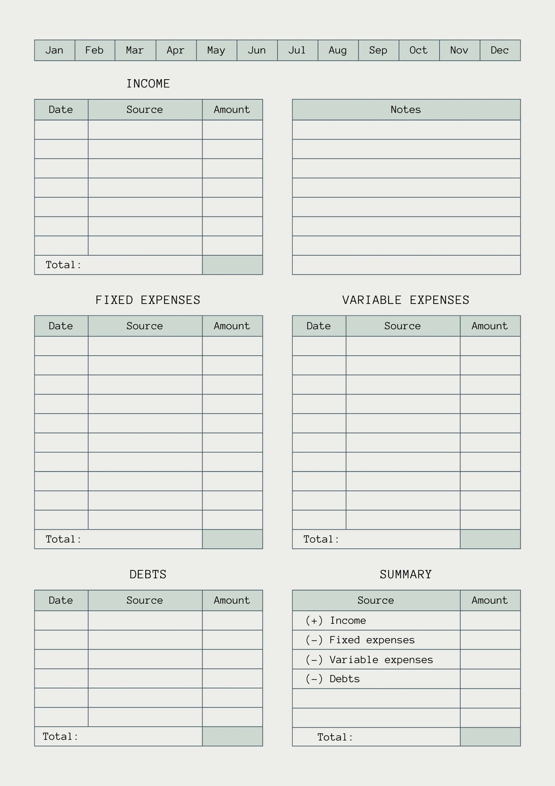 Free Monthly Budget Template Pdf