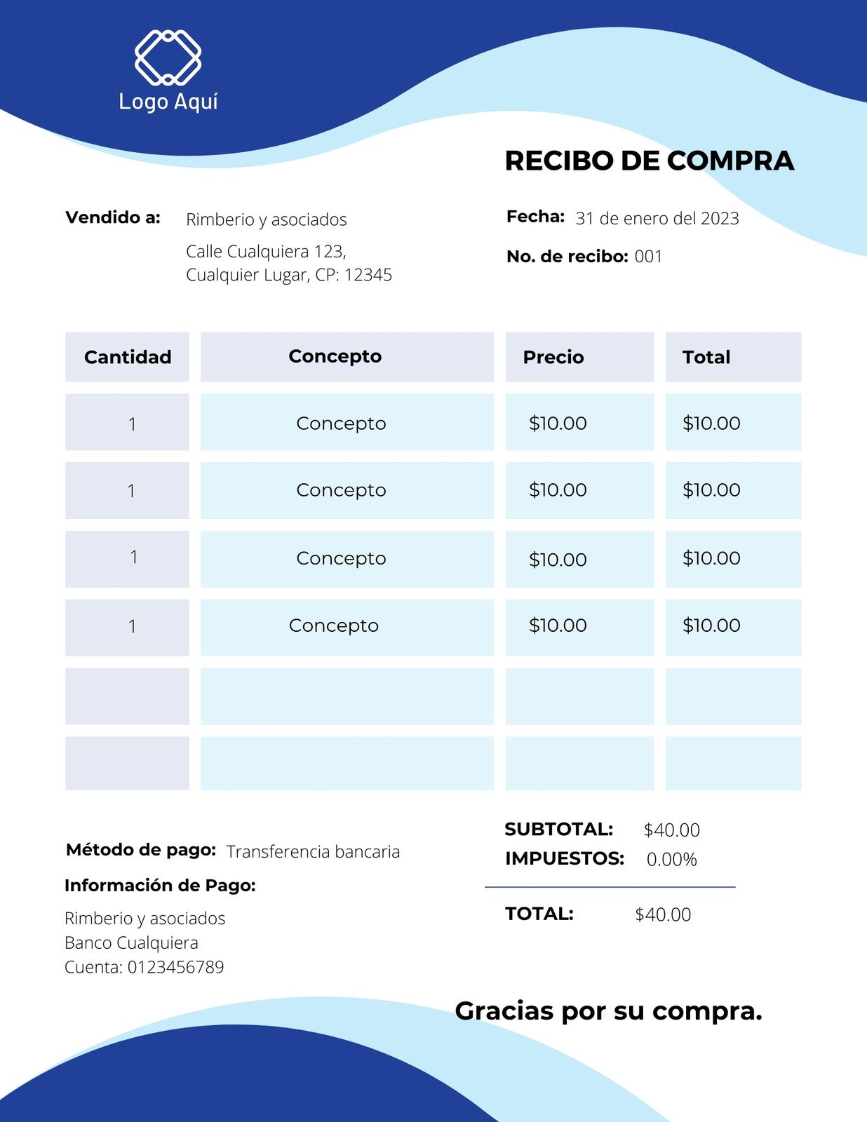 Recibo De Pago Formato Plantillas de recibos y facturas simples gratis | Canva