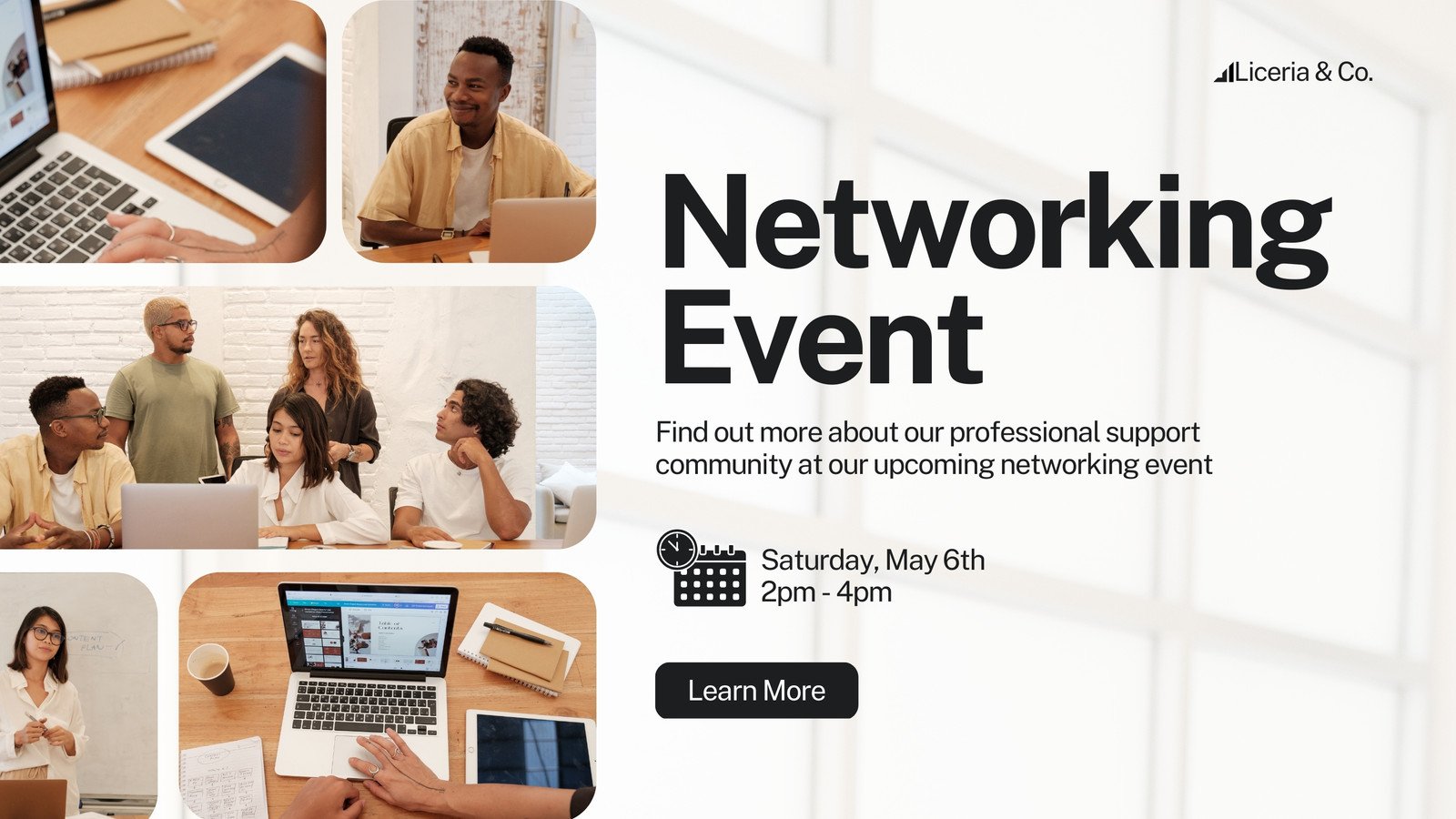 Beige and Black Simple Corporate Networking Facebook Event Cover